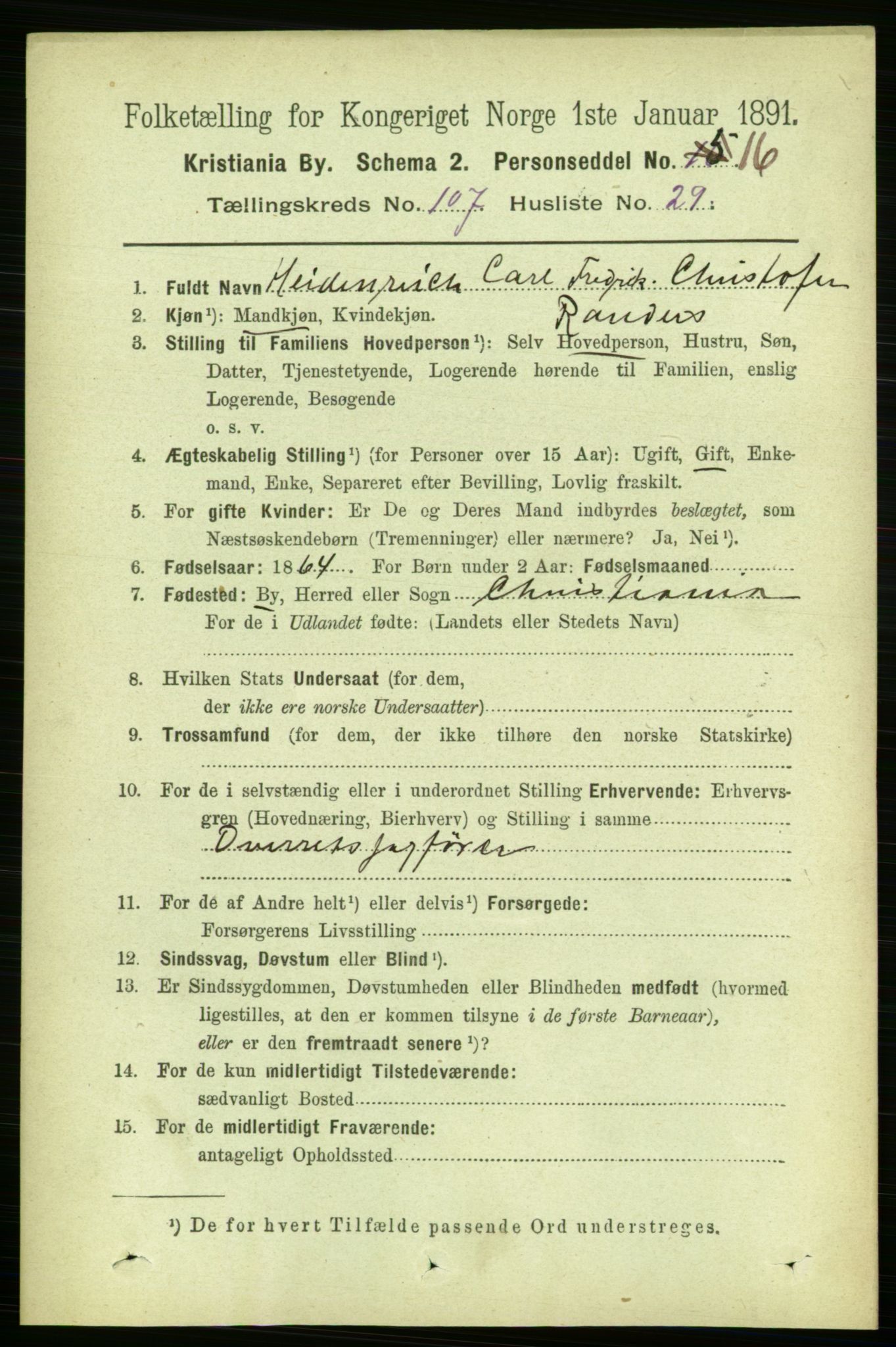 RA, 1891 census for 0301 Kristiania, 1891, p. 55087