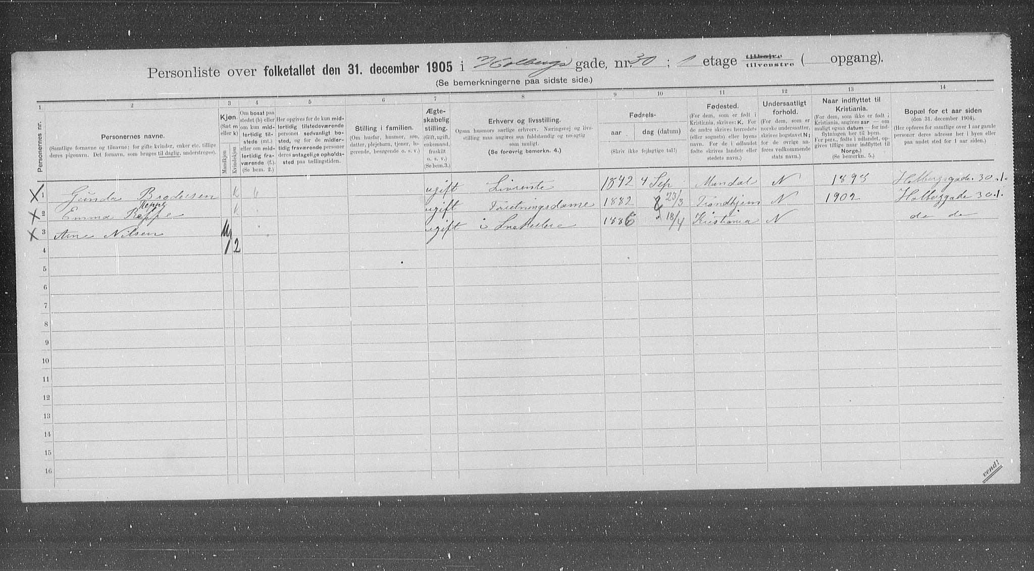 OBA, Municipal Census 1905 for Kristiania, 1905, p. 21056