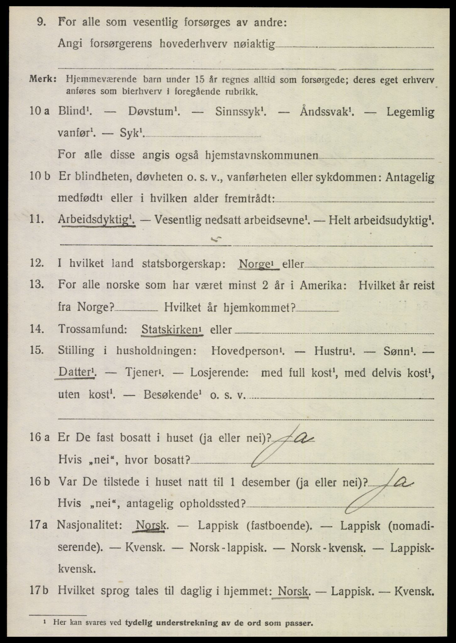 SAT, 1920 census for Nesna, 1920, p. 2806