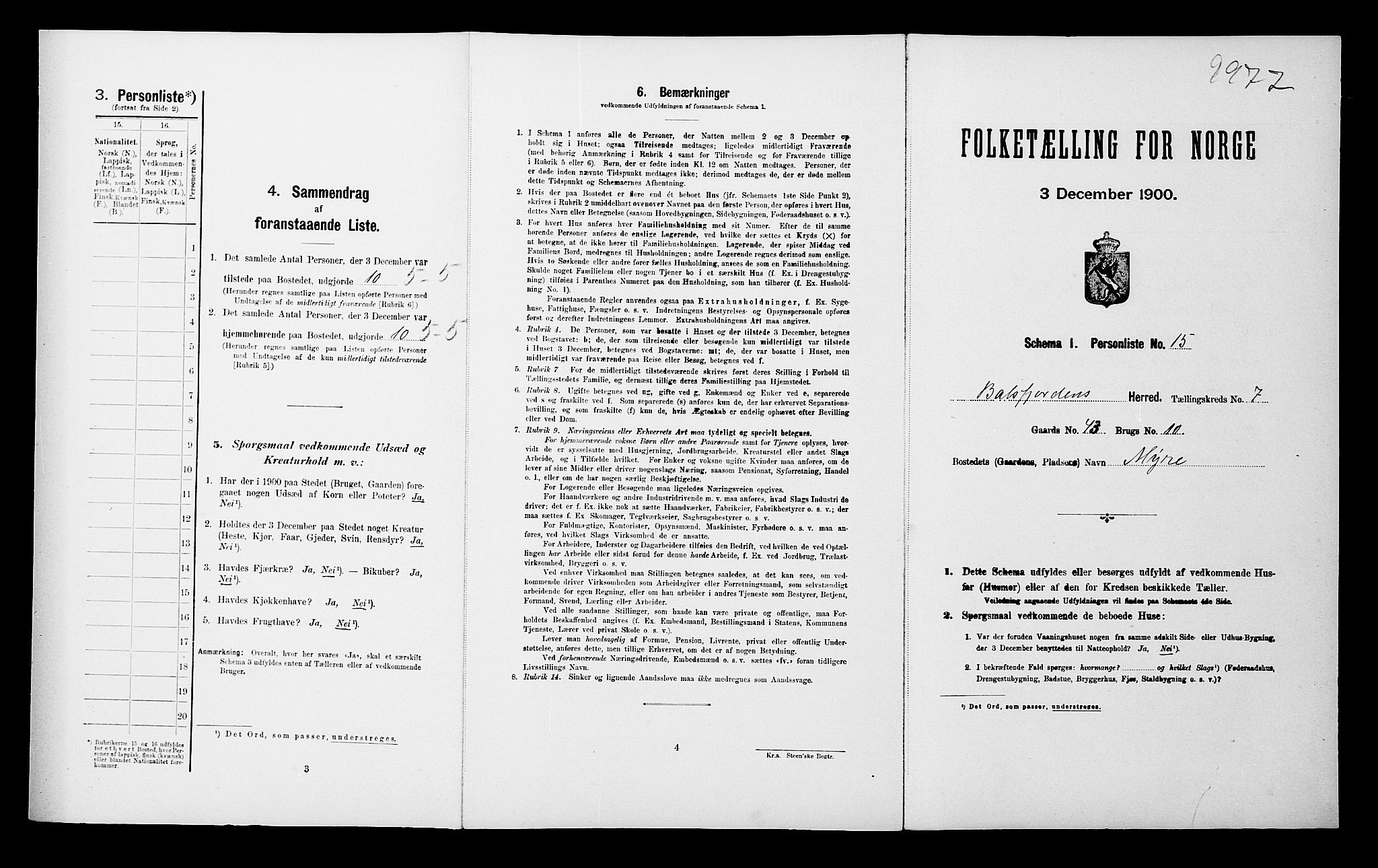 SATØ, 1900 census for Balsfjord, 1900, p. 636