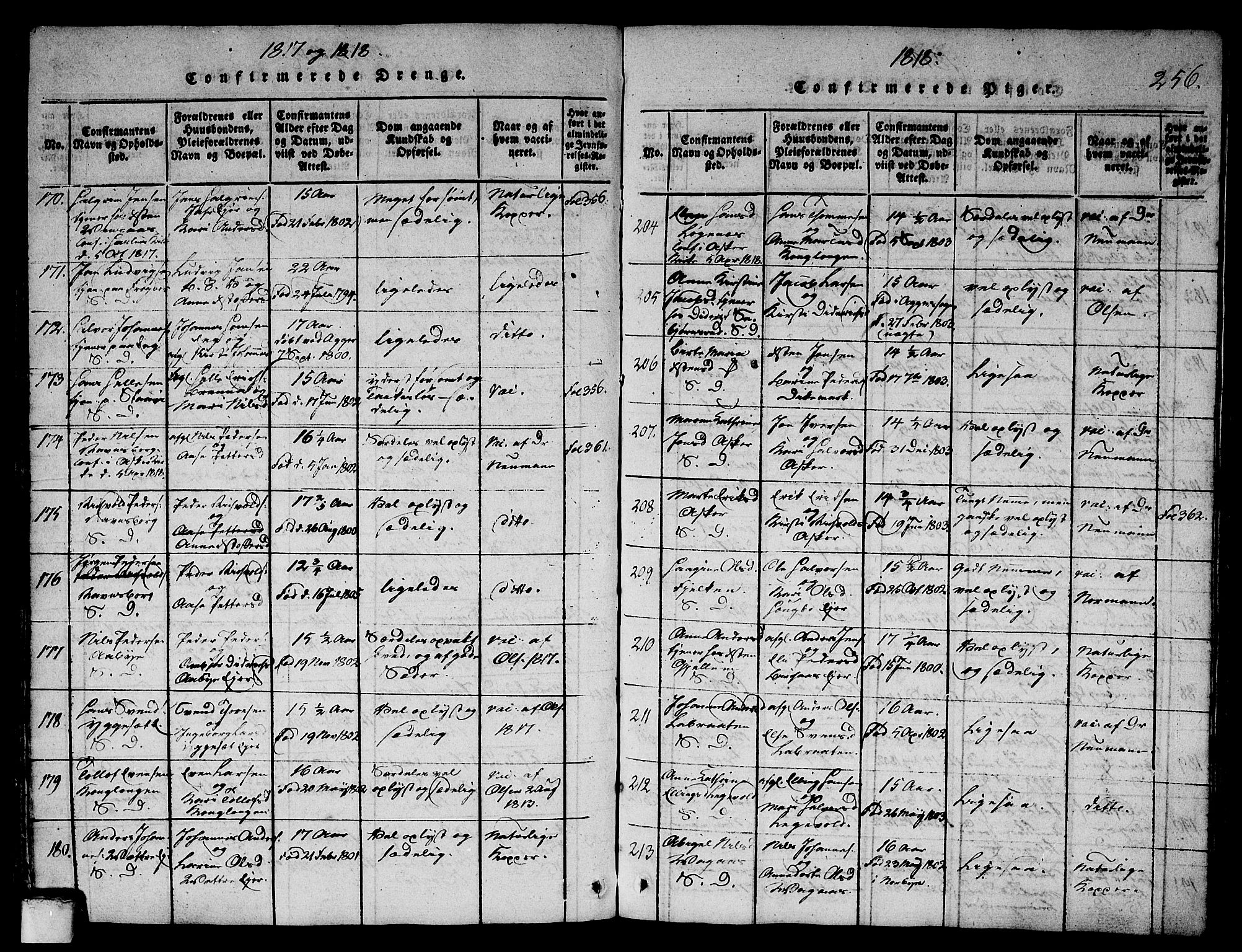 Asker prestekontor Kirkebøker, SAO/A-10256a/G/Ga/L0001: Parish register (copy) no. I 1, 1814-1830, p. 256