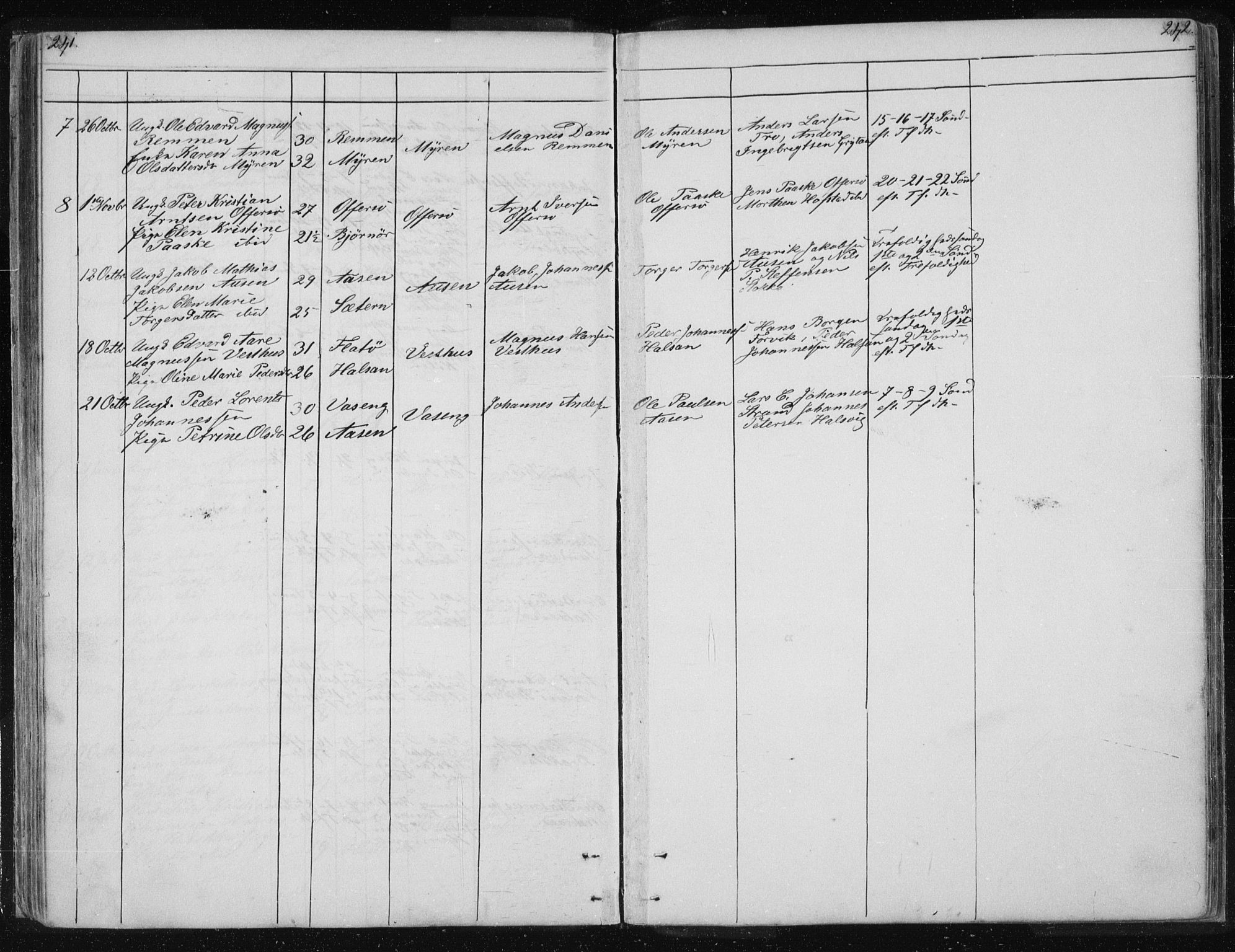 Ministerialprotokoller, klokkerbøker og fødselsregistre - Nordland, AV/SAT-A-1459/817/L0266: Parish register (copy) no. 817C01, 1841-1869, p. 241-242