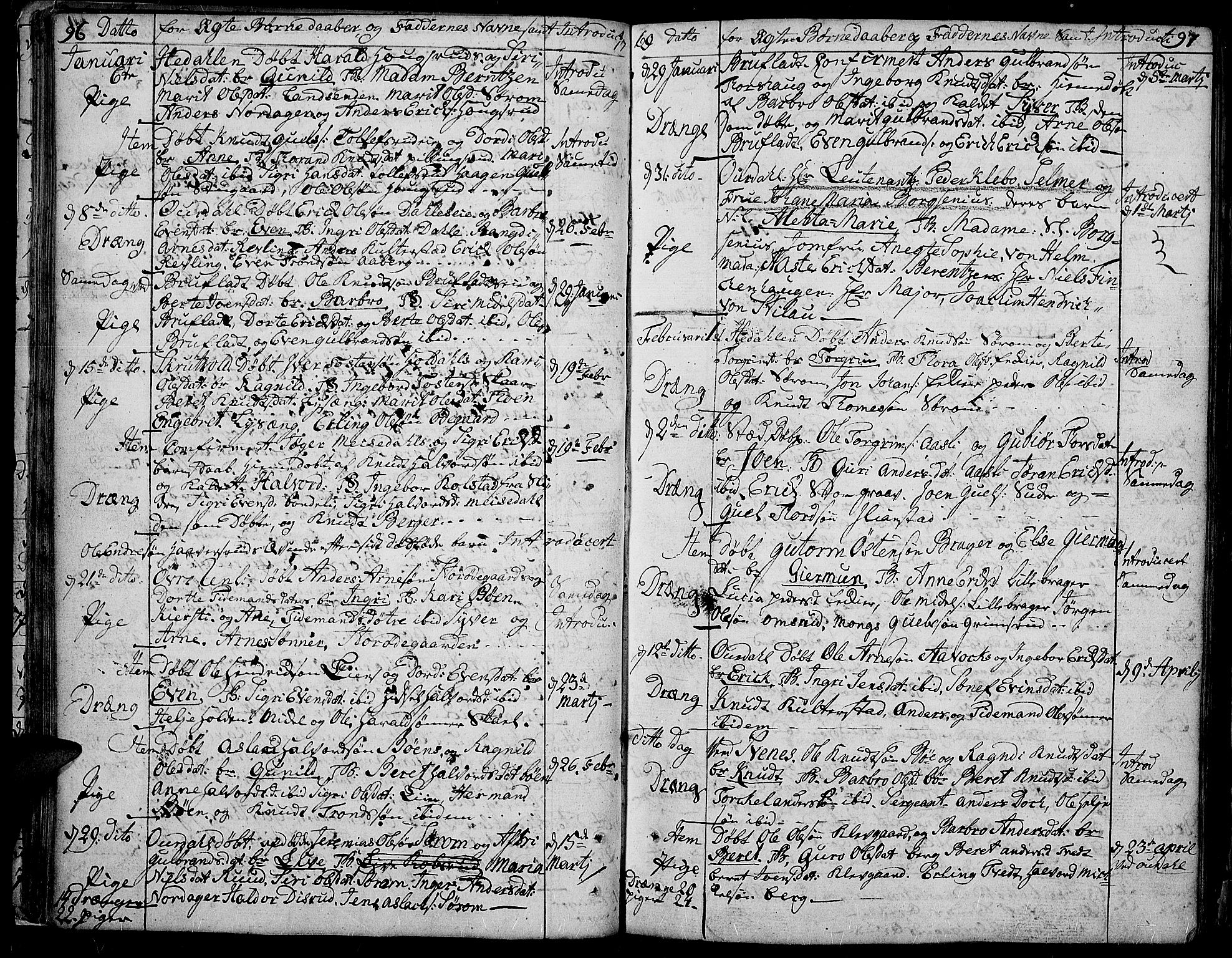 Aurdal prestekontor, AV/SAH-PREST-126/H/Ha/Haa/L0005: Parish register (official) no. 5, 1763-1781, p. 96-97