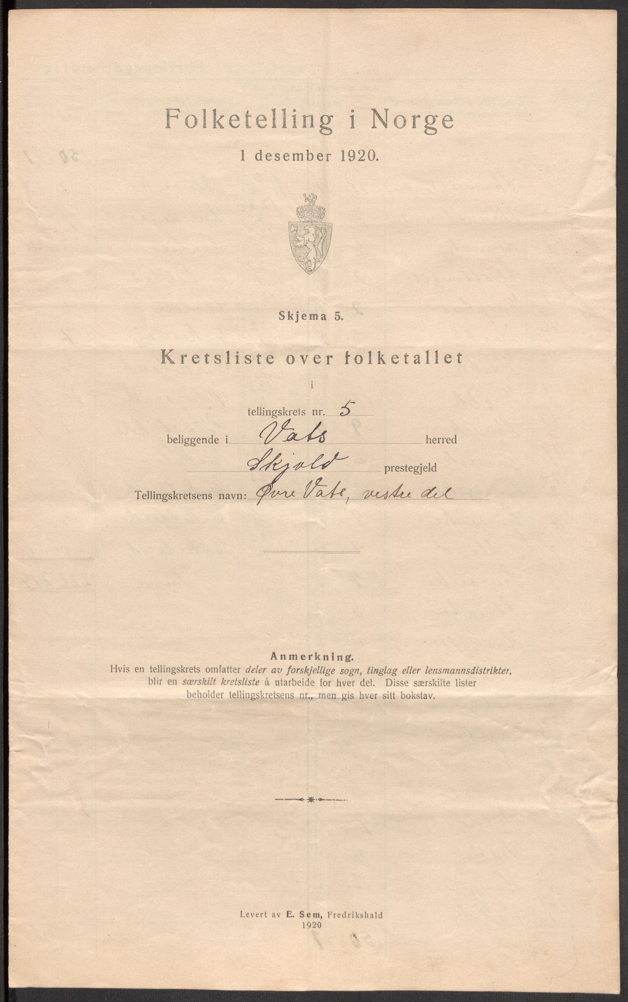SAST, 1920 census for Vats, 1920, p. 21