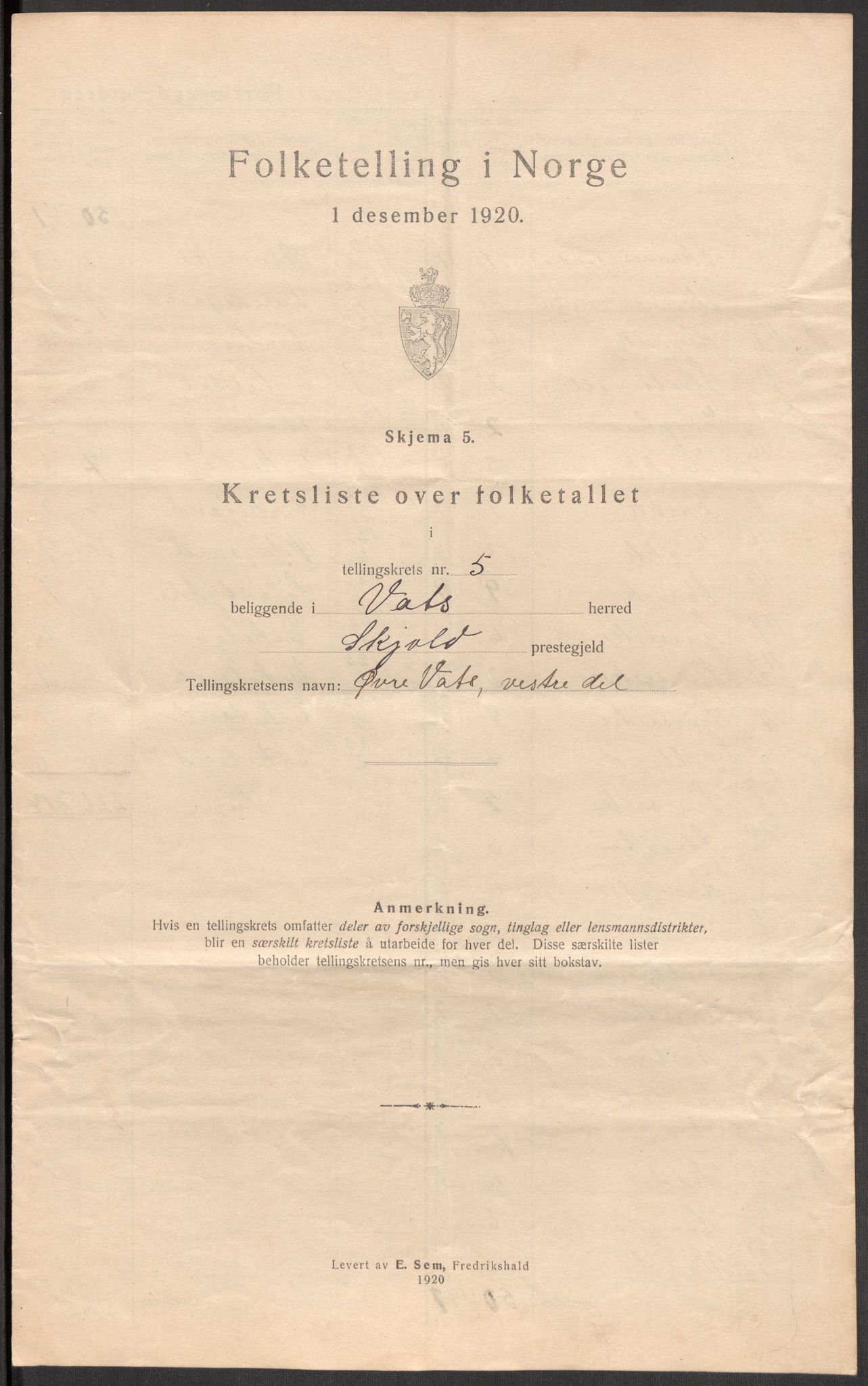 SAST, 1920 census for Vats, 1920, p. 21