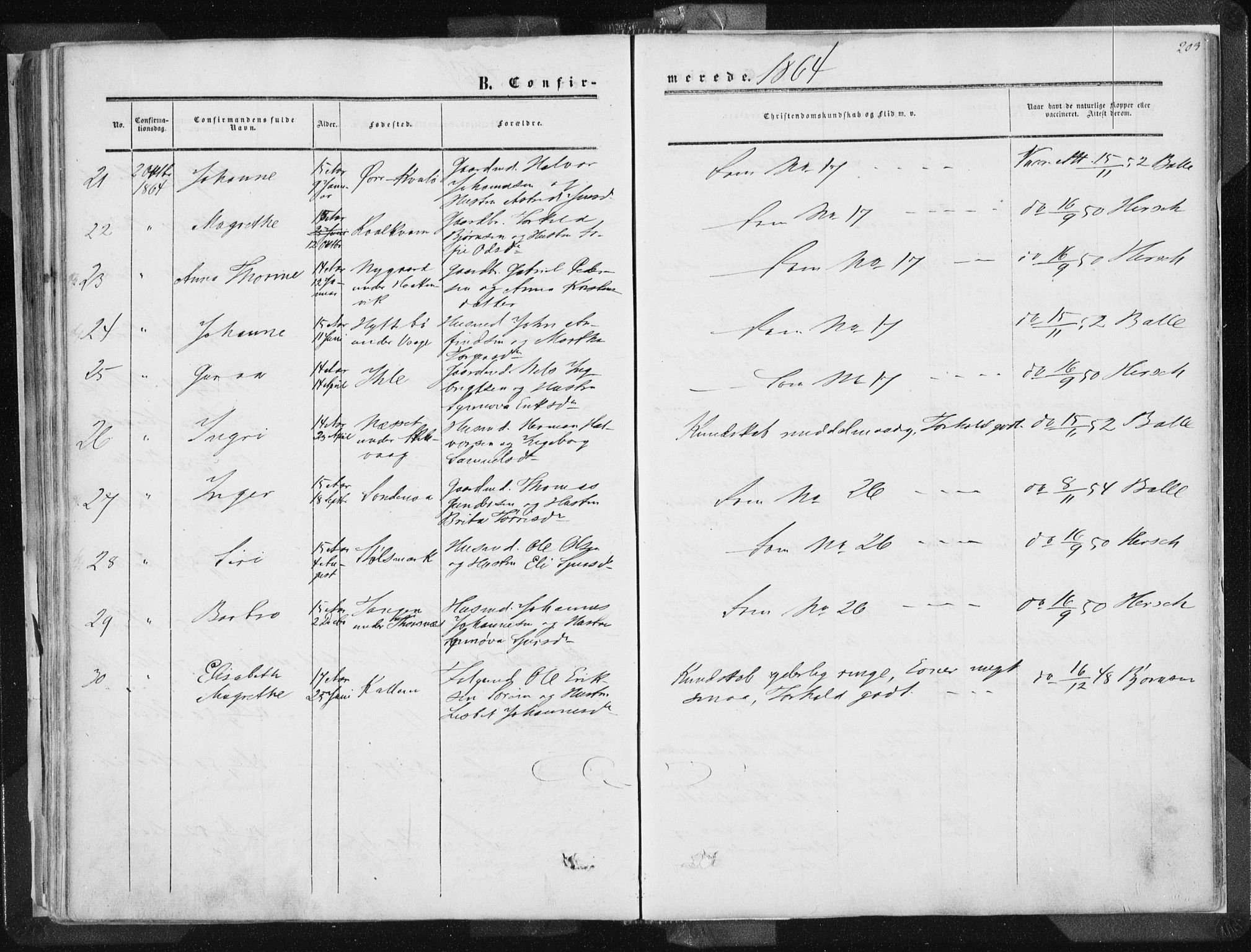 Vikedal sokneprestkontor, AV/SAST-A-101840/01/IV: Parish register (official) no. A 6.1, 1851-1867, p. 203