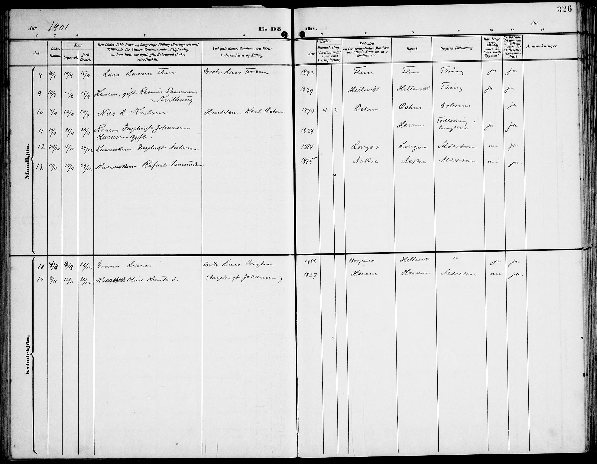 Ministerialprotokoller, klokkerbøker og fødselsregistre - Møre og Romsdal, AV/SAT-A-1454/536/L0511: Parish register (copy) no. 536C06, 1899-1944, p. 326