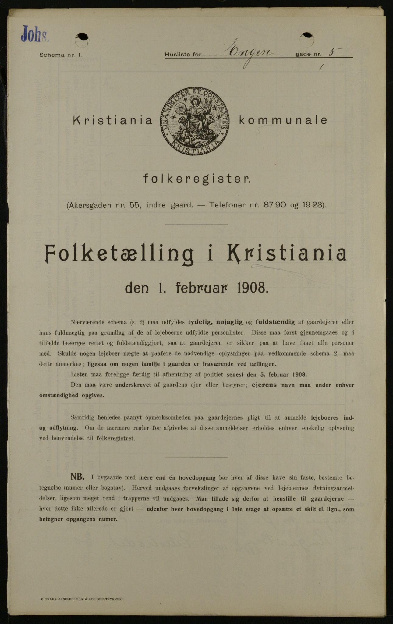 OBA, Municipal Census 1908 for Kristiania, 1908, p. 19787