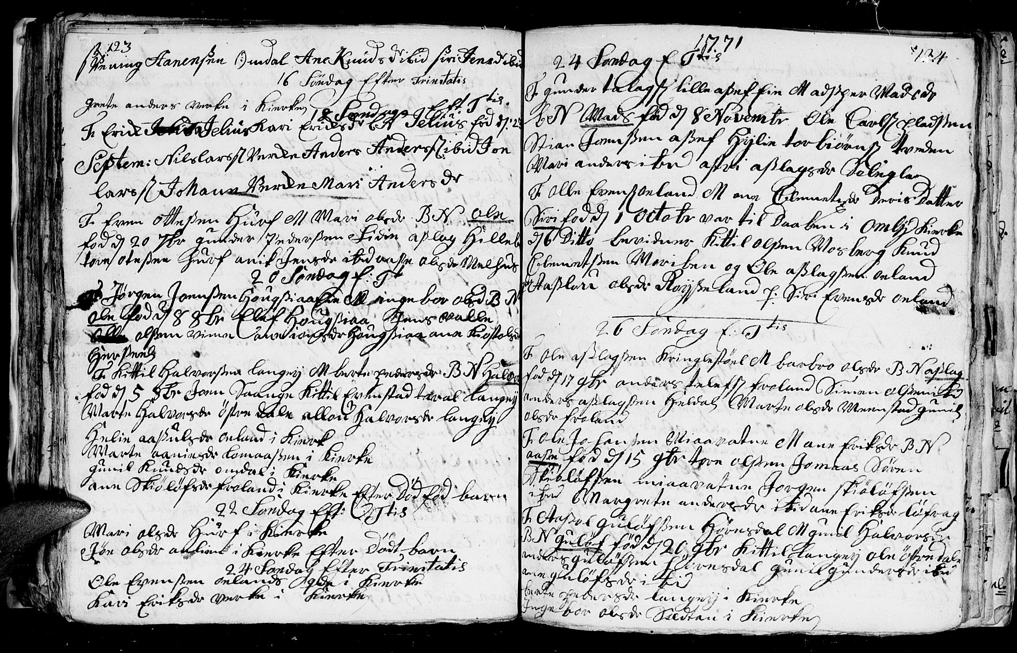 Froland sokneprestkontor, AV/SAK-1111-0013/F/Fb/L0003: Parish register (copy) no. B 3, 1759-1776, p. 123-124