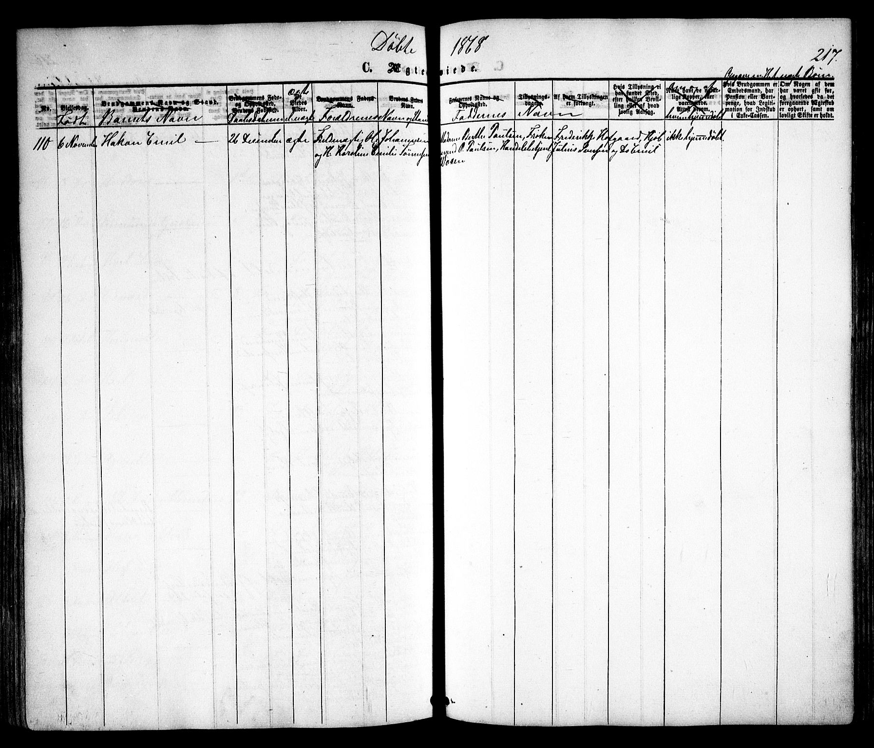 Sarpsborg prestekontor Kirkebøker, AV/SAO-A-2006/F/Fa/L0001: Parish register (official) no. 1, 1859-1868, p. 217