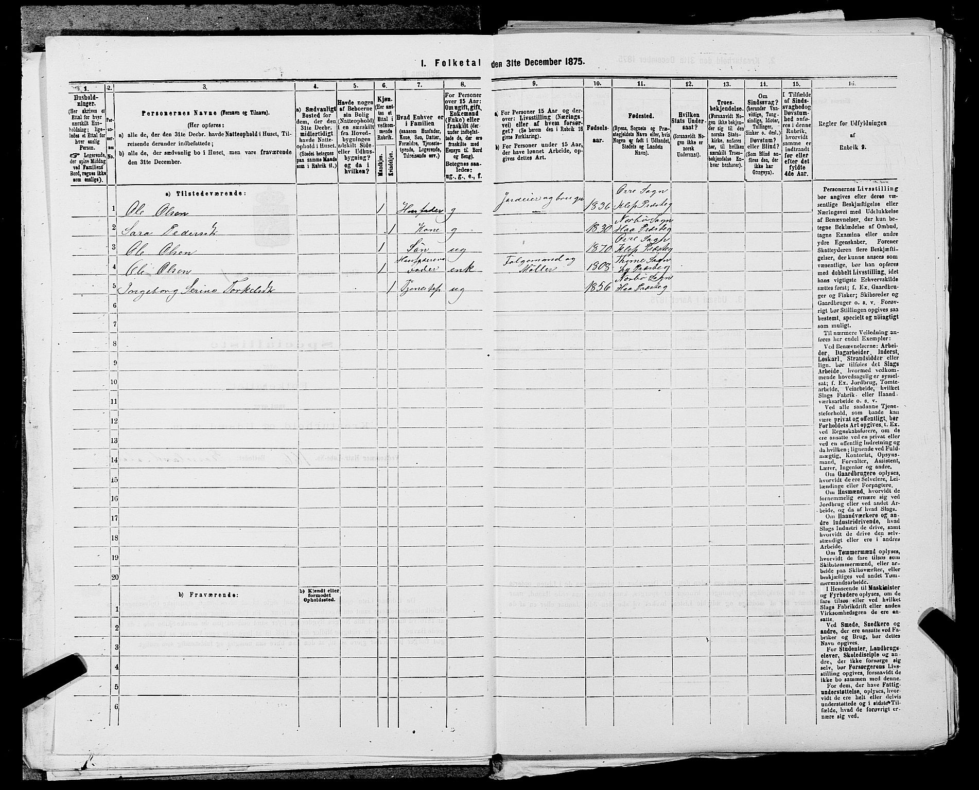 SAST, 1875 census for 1120P Klepp, 1875, p. 54