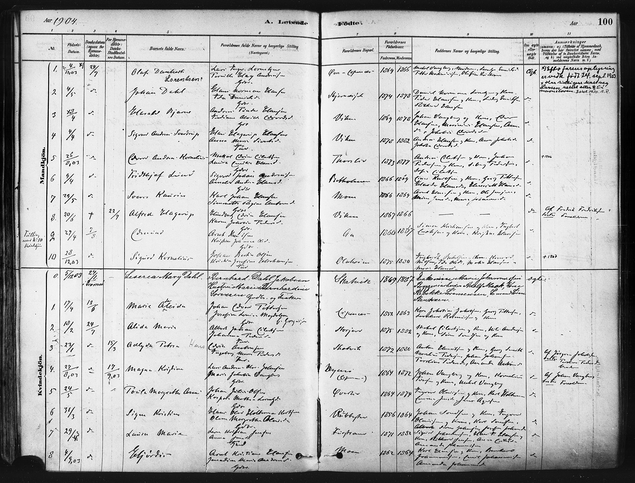 Tranøy sokneprestkontor, AV/SATØ-S-1313/I/Ia/Iaa/L0009kirke: Parish register (official) no. 9, 1878-1904, p. 100