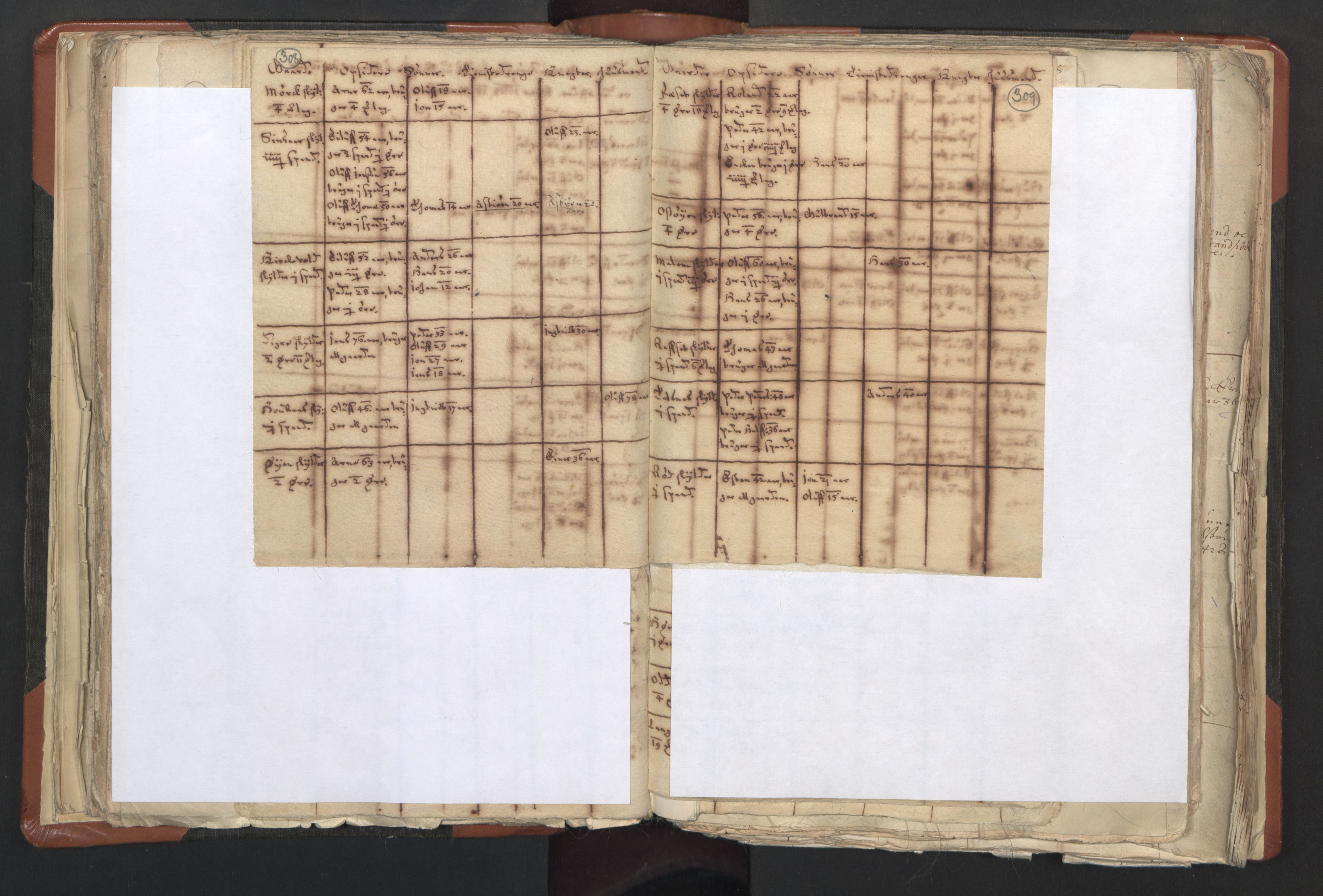 RA, Vicar's Census 1664-1666, no. 31: Dalane deanery, 1664-1666, p. 308-309
