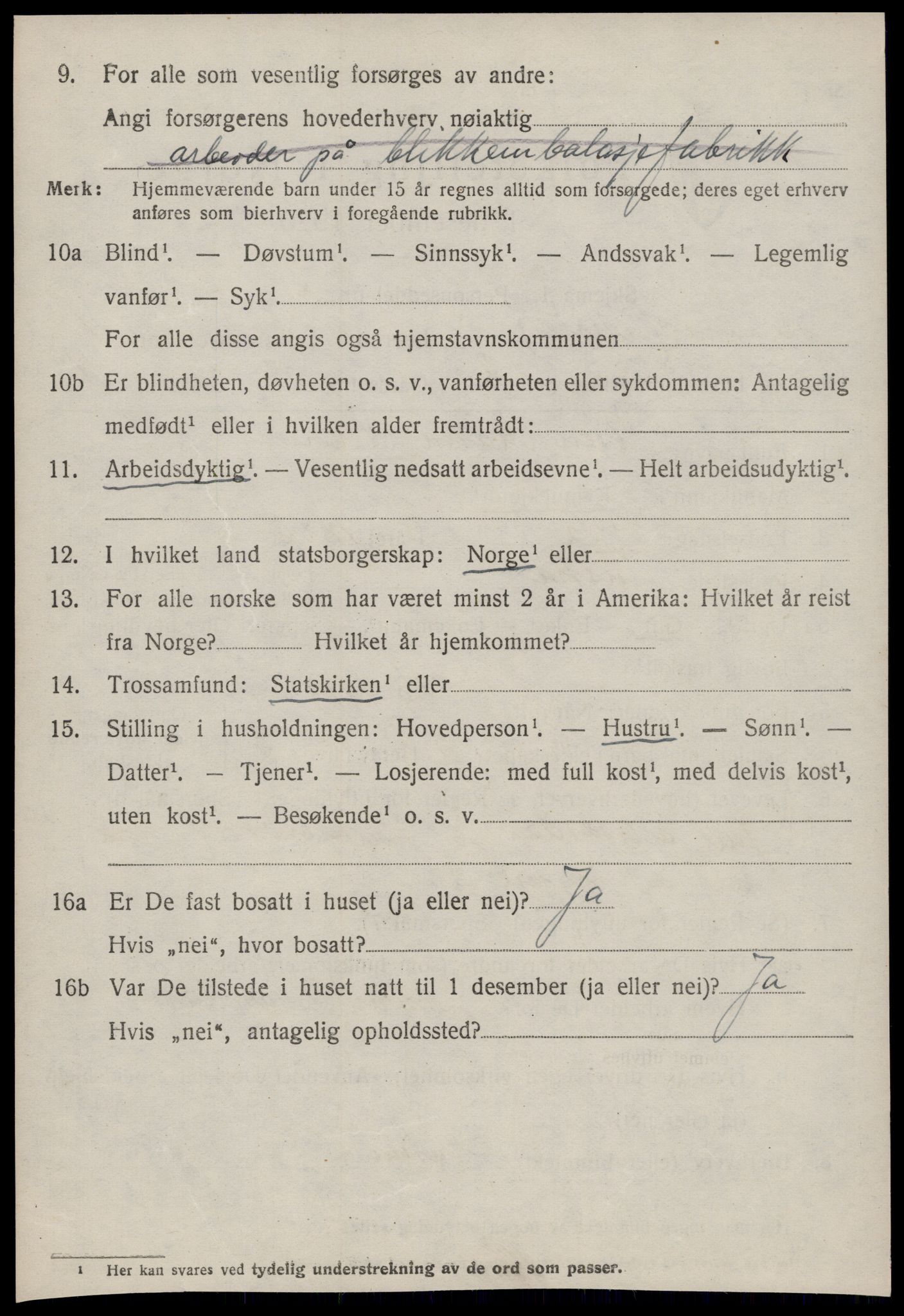 SAT, 1920 census for Bremsnes, 1920, p. 1492