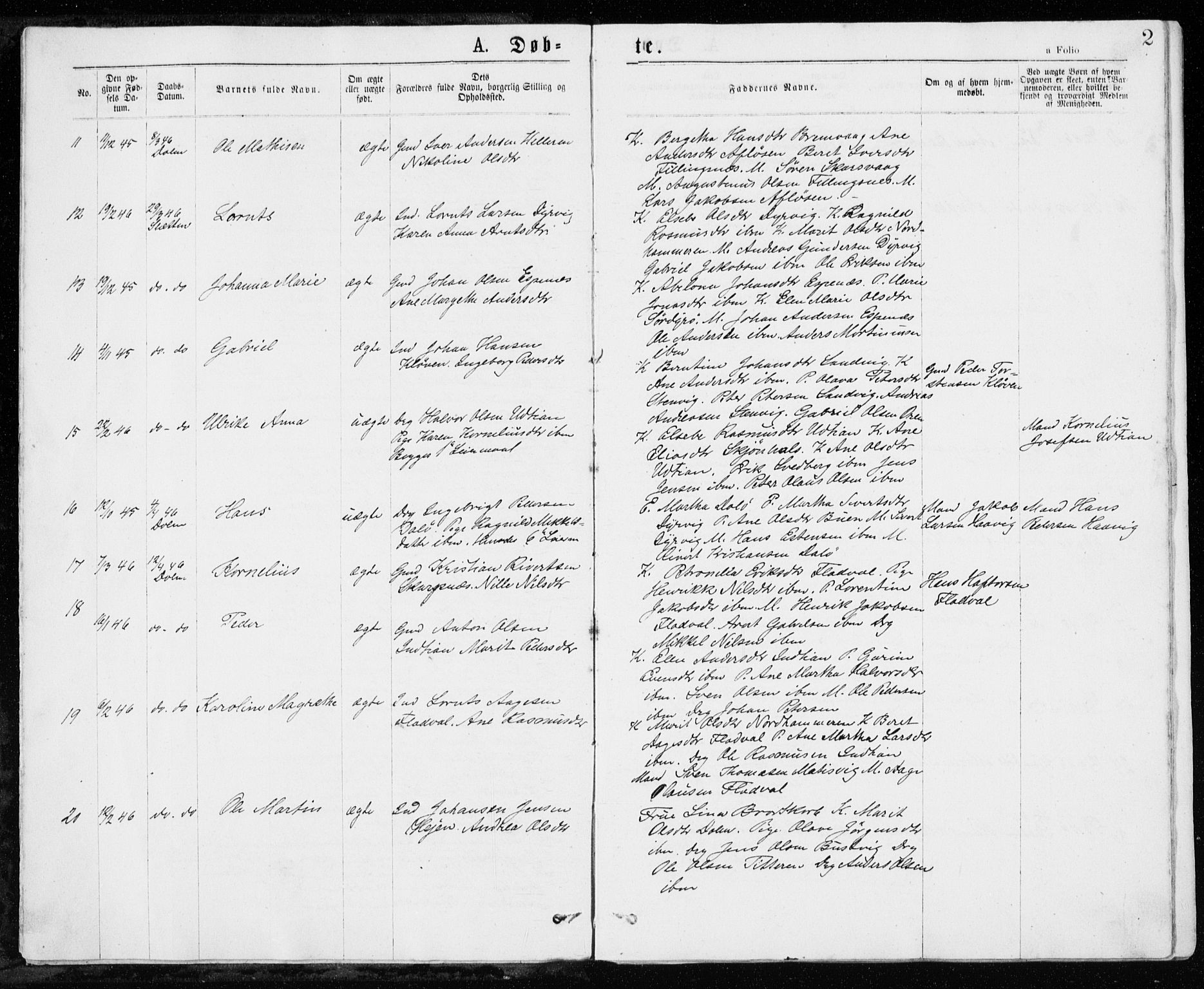 Ministerialprotokoller, klokkerbøker og fødselsregistre - Sør-Trøndelag, SAT/A-1456/640/L0576: Parish register (official) no. 640A01, 1846-1876, p. 2