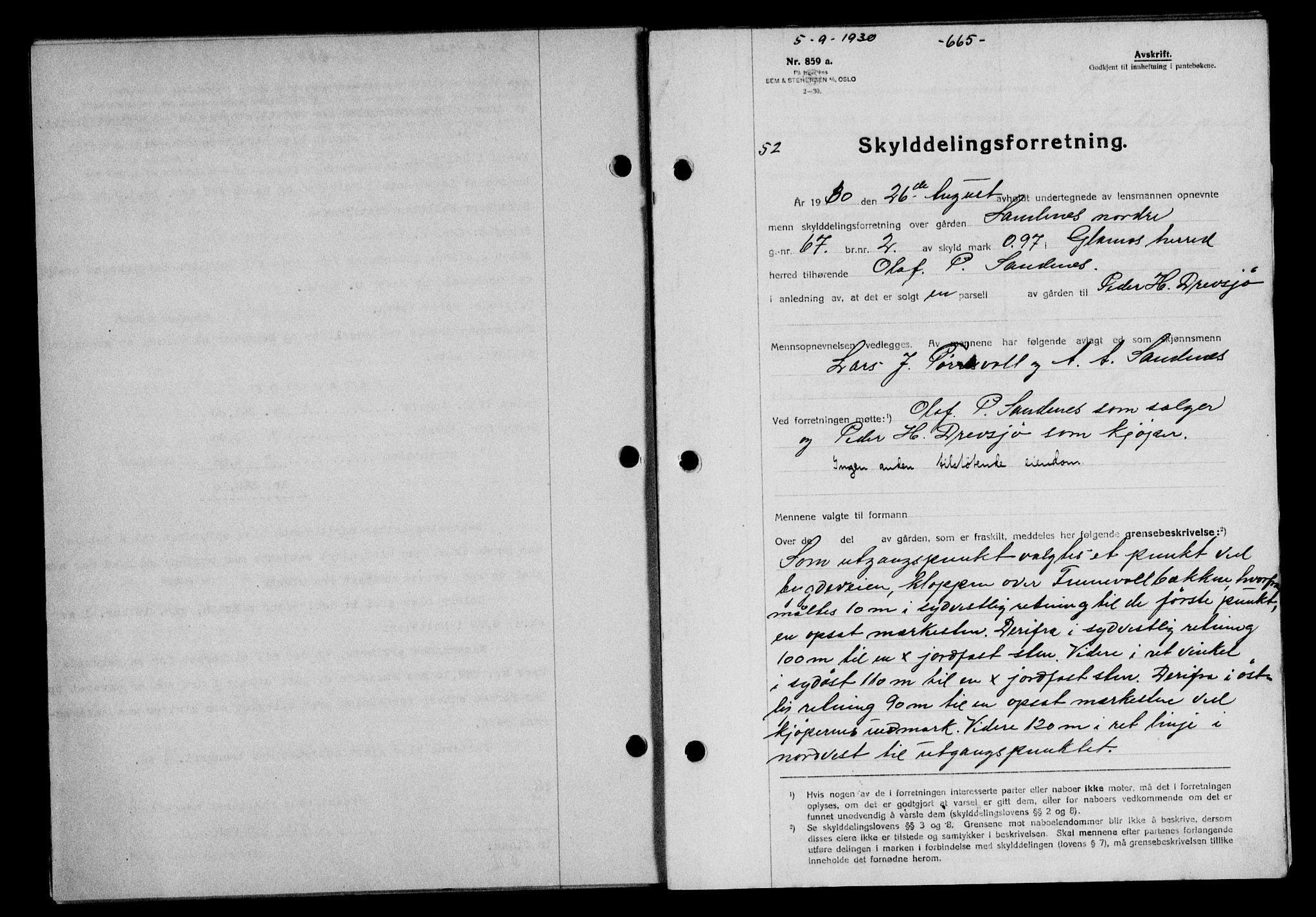 Gauldal sorenskriveri, AV/SAT-A-0014/1/2/2C/L0039: Mortgage book no. 40, 1930-1930, Deed date: 05.09.1930