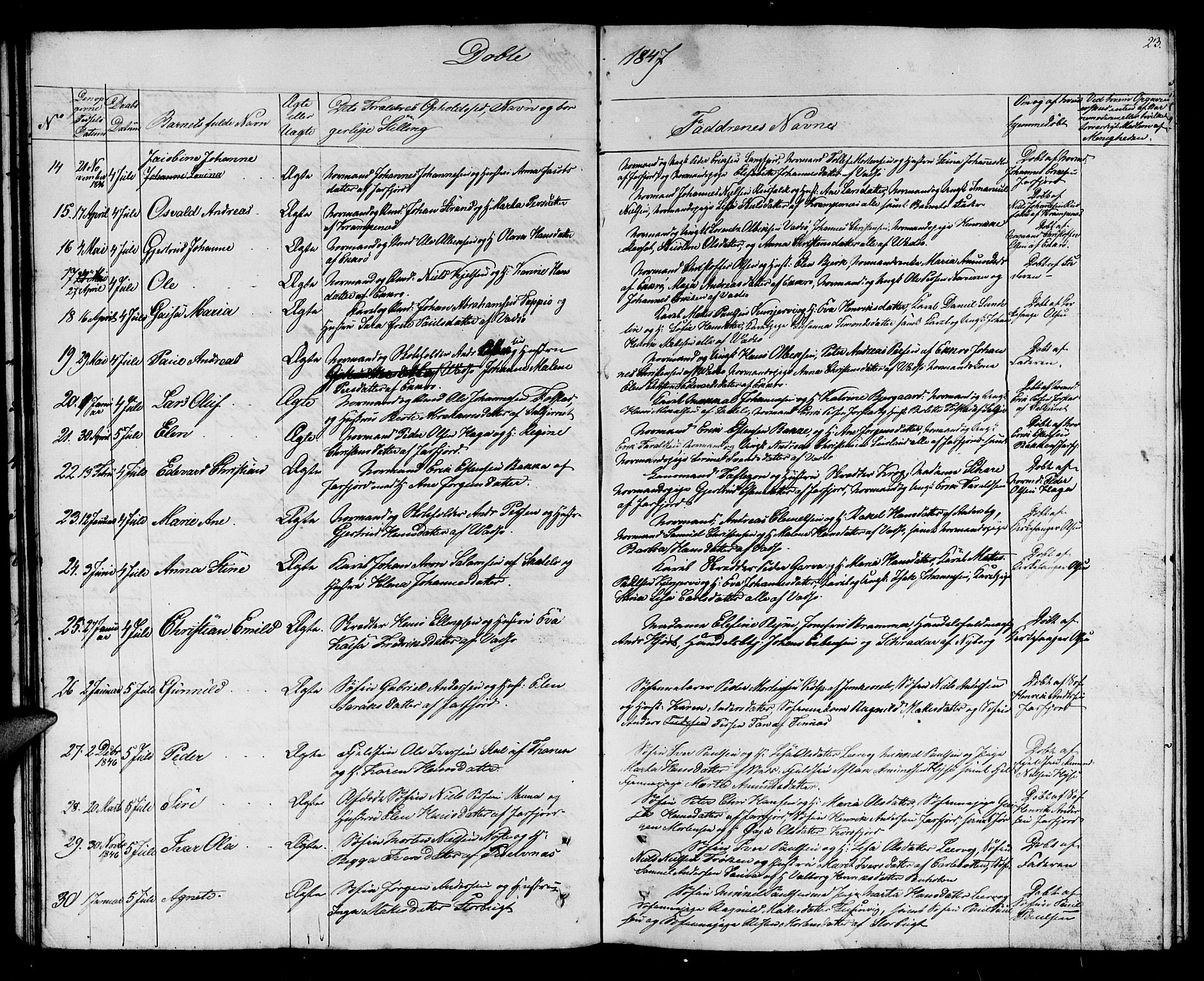 Vadsø sokneprestkontor, SATØ/S-1325/H/Hb/L0001klokker: Parish register (copy) no. 1, 1843-1853, p. 23
