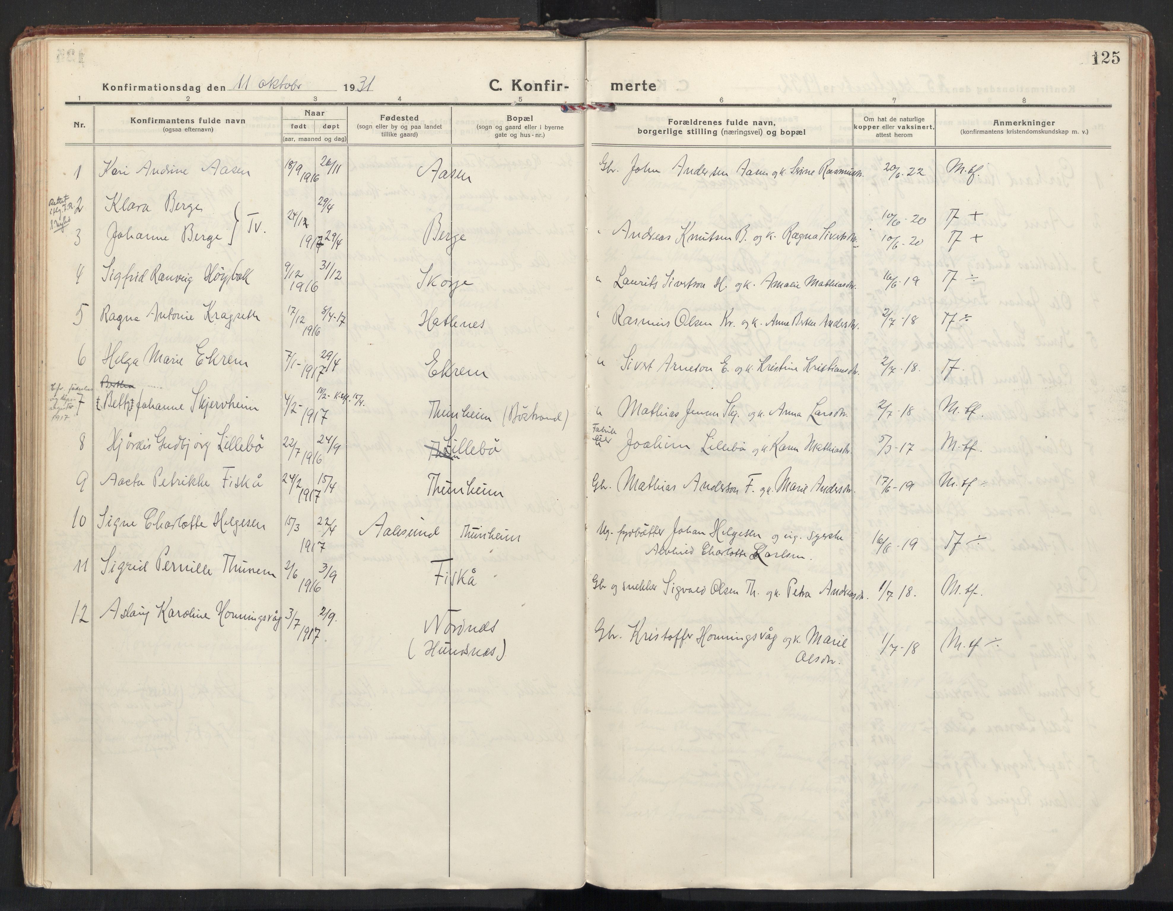 Ministerialprotokoller, klokkerbøker og fødselsregistre - Møre og Romsdal, AV/SAT-A-1454/501/L0012: Parish register (official) no. 501A12, 1920-1946, p. 125