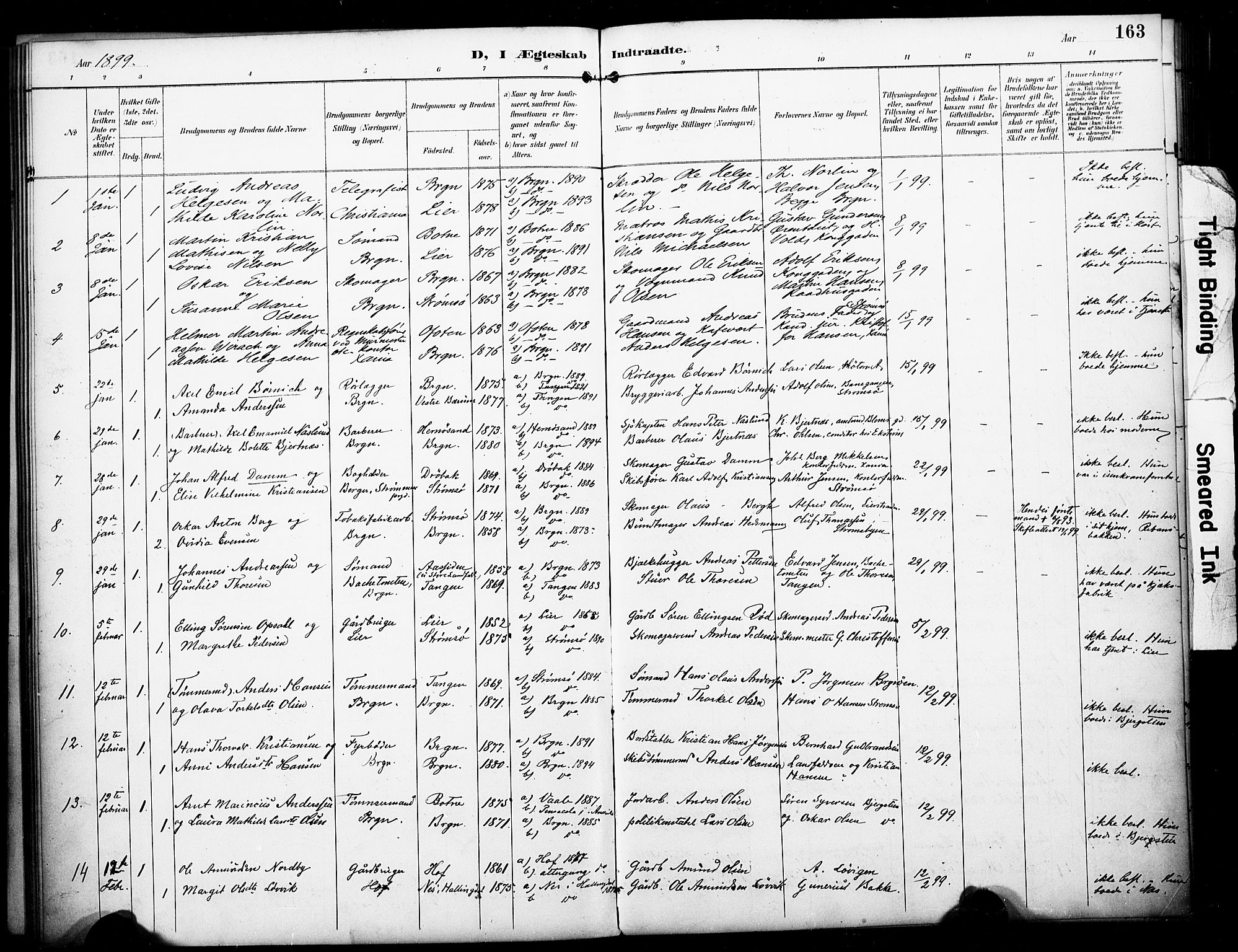 Bragernes kirkebøker, AV/SAKO-A-6/F/Fc/L0006: Parish register (official) no. III 6, 1888-1899, p. 163