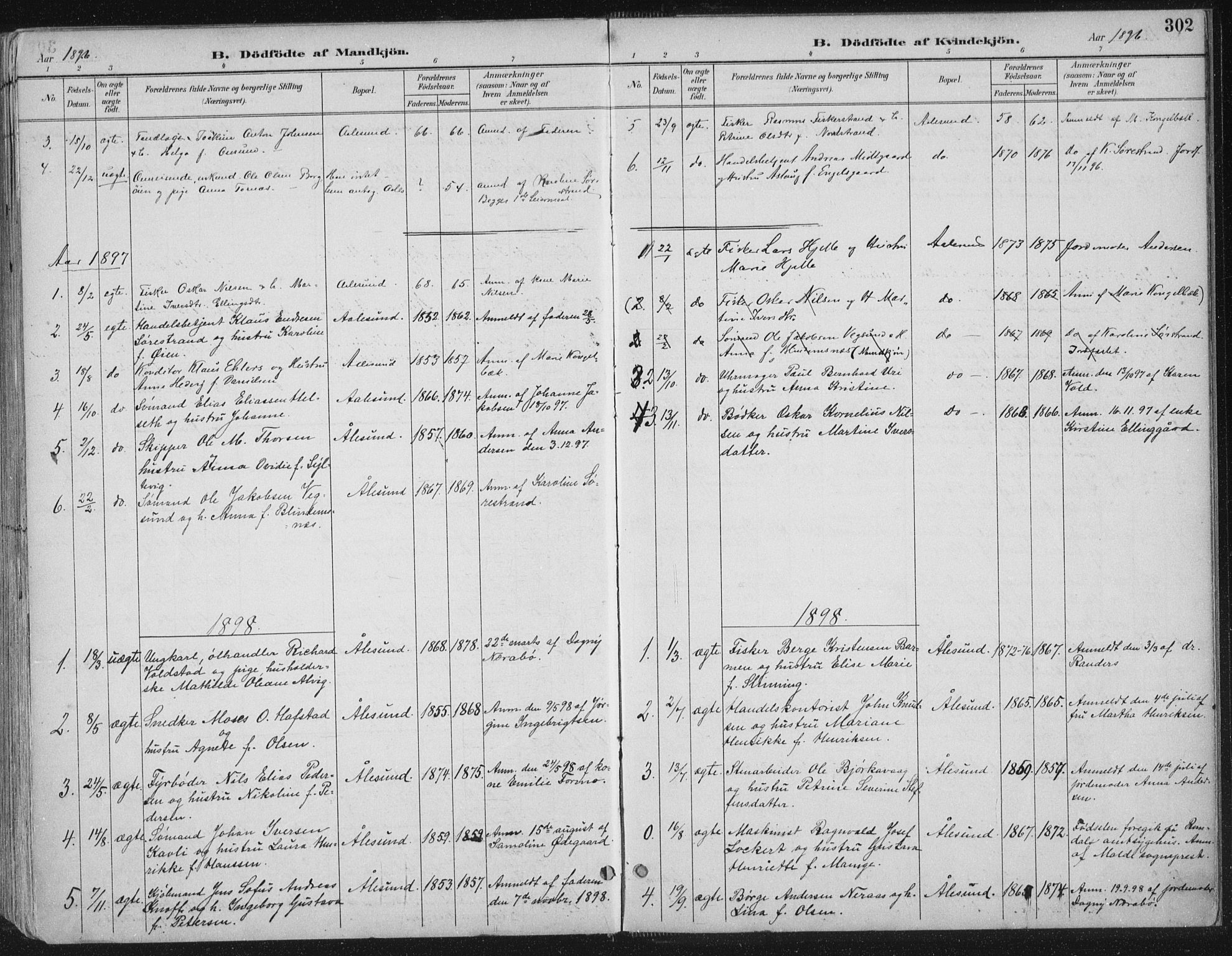 Ministerialprotokoller, klokkerbøker og fødselsregistre - Møre og Romsdal, SAT/A-1454/529/L0456: Parish register (official) no. 529A06, 1894-1906, p. 302