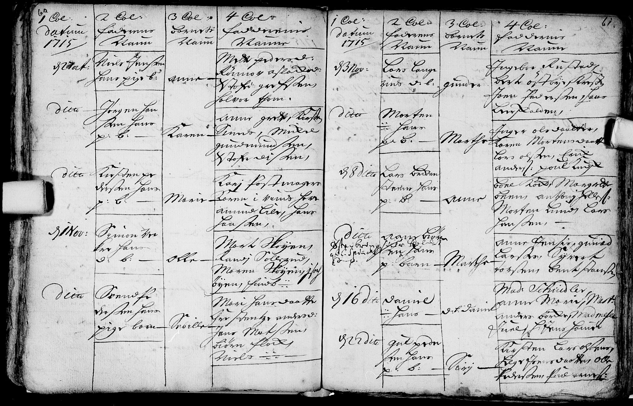 Aker prestekontor kirkebøker, AV/SAO-A-10861/F/L0002: Parish register (official) no. 2, 1714-1720, p. 60-61