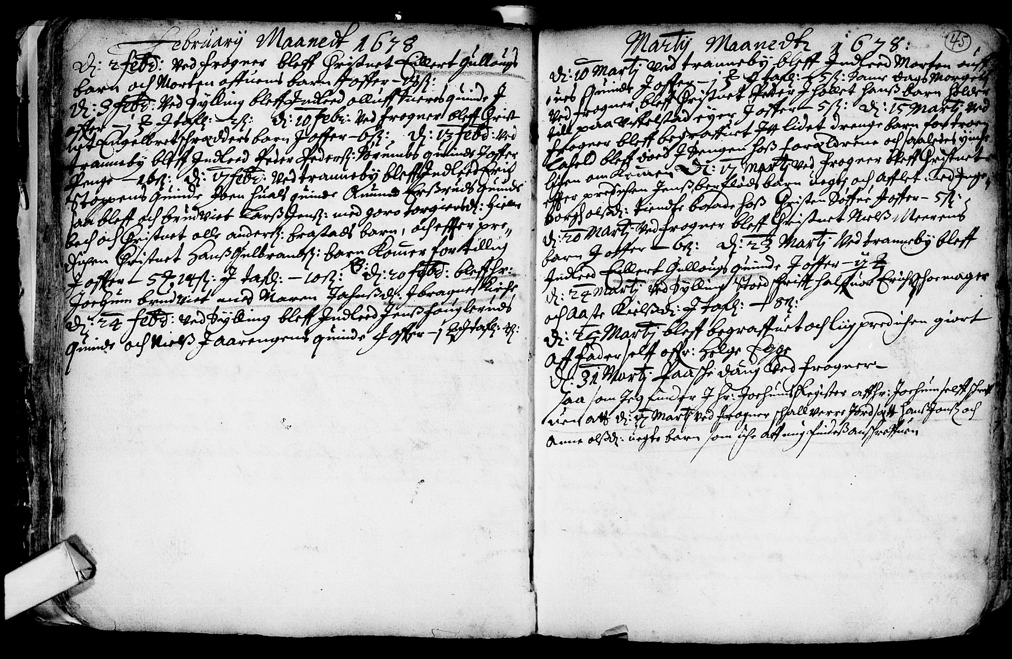 Lier kirkebøker, AV/SAKO-A-230/F/Fa/L0001: Parish register (official) no. I 1, 1672-1701, p. 45