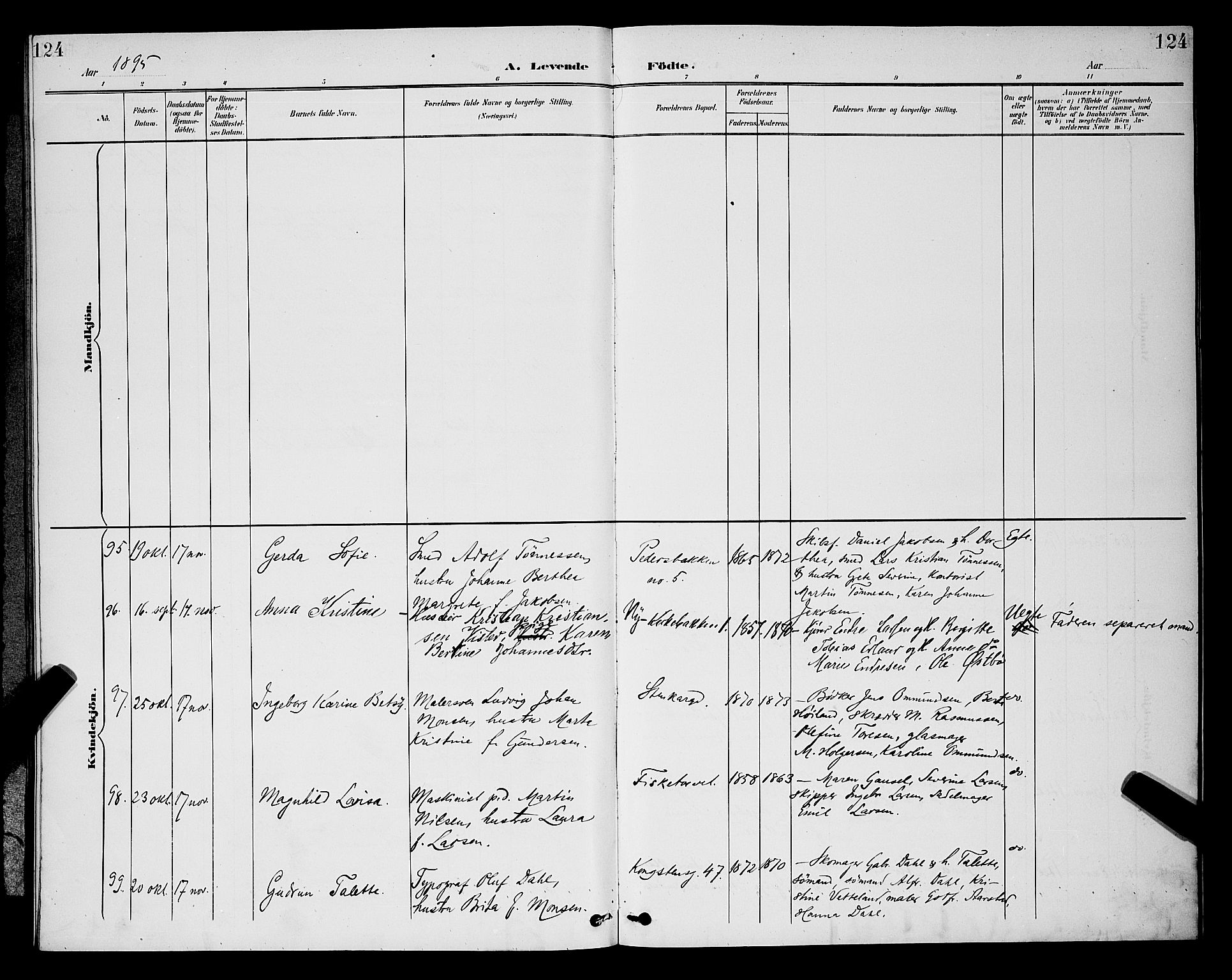 St. Petri sokneprestkontor, SAST/A-101813/001/30/30BB/L0006: Parish register (copy) no. B 6, 1890-1897, p. 124