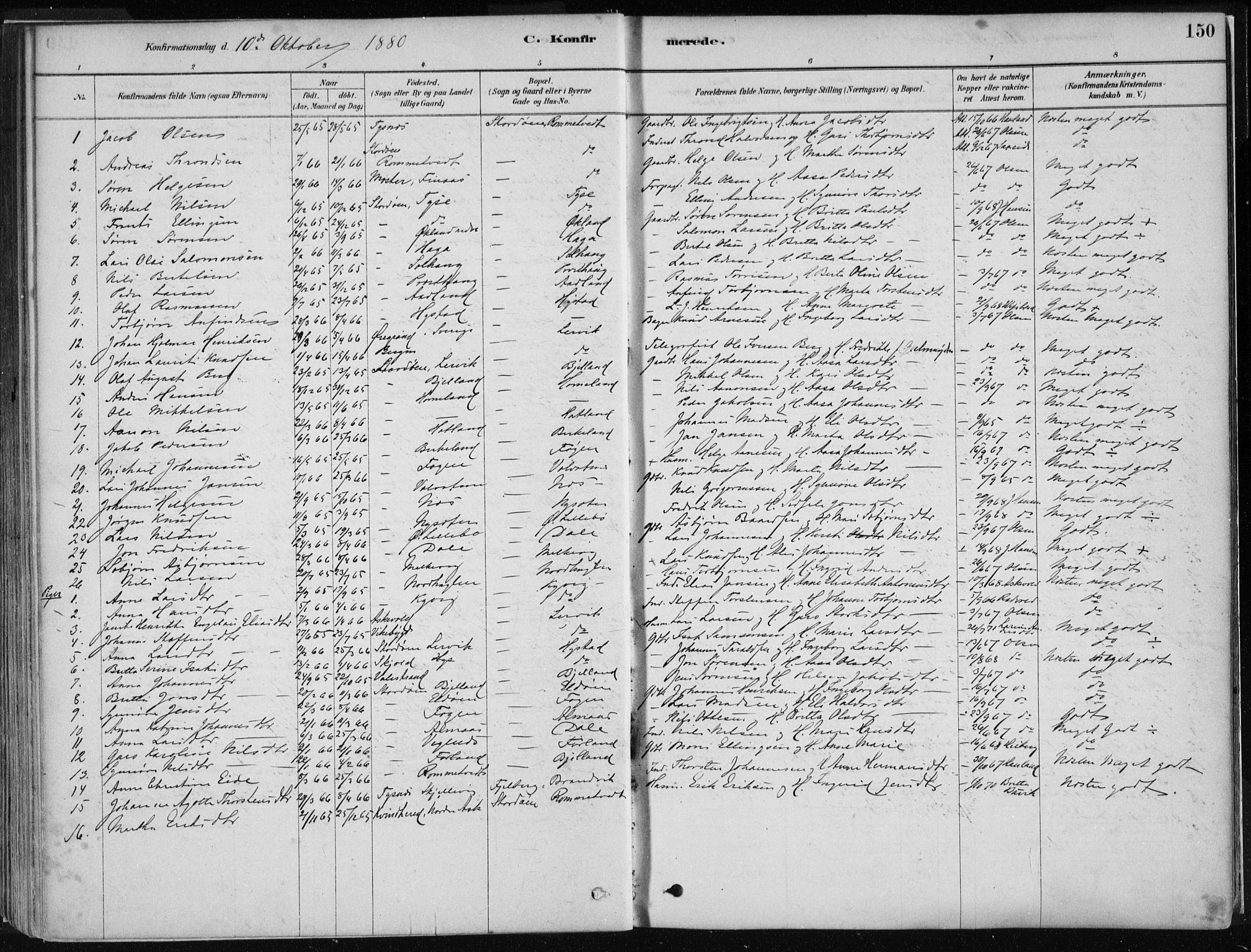 Stord sokneprestembete, SAB/A-78201/H/Haa: Parish register (official) no. B 2, 1878-1913, p. 150
