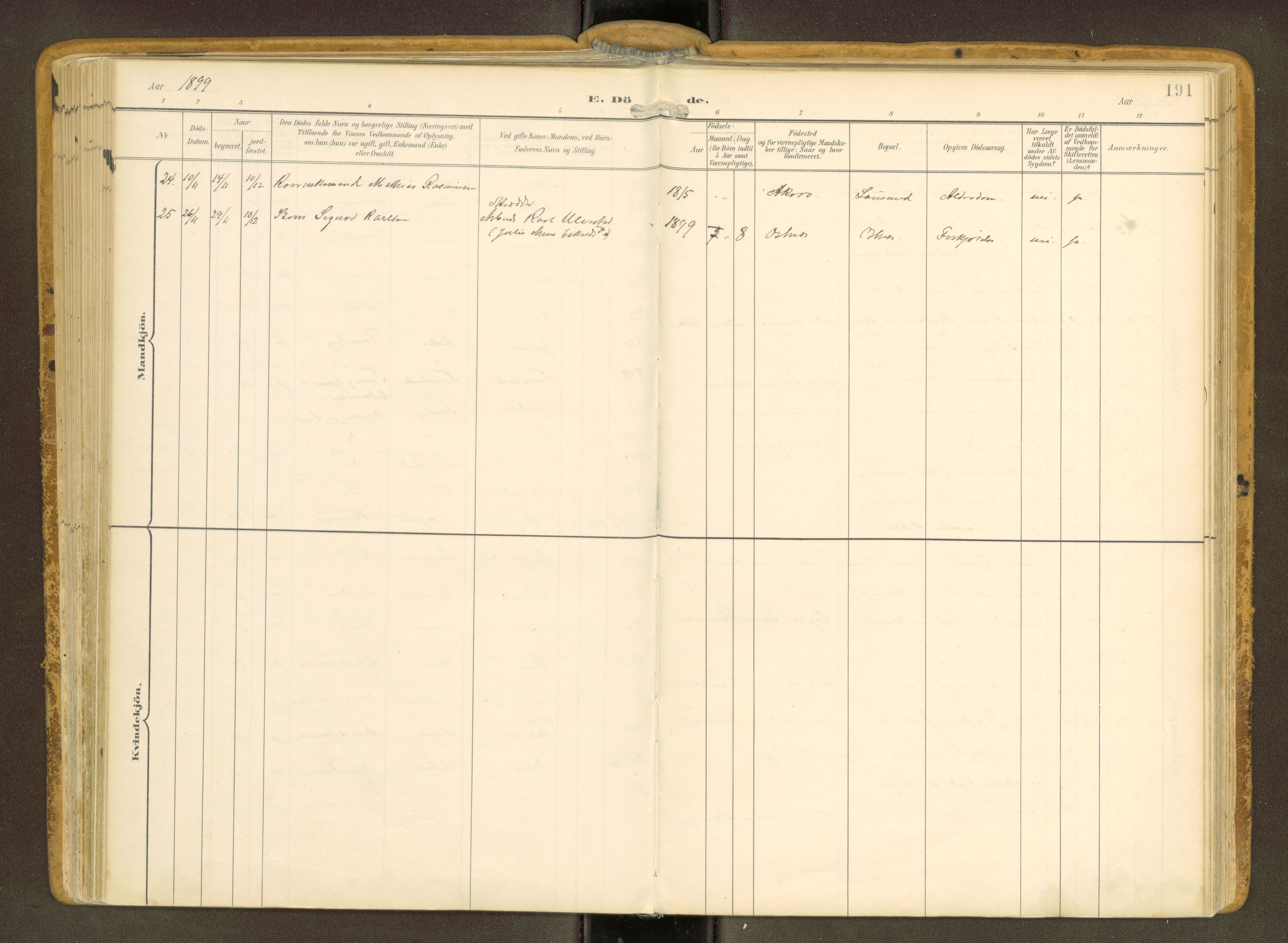 Ministerialprotokoller, klokkerbøker og fødselsregistre - Møre og Romsdal, SAT/A-1454/536/L0517: Parish register (official) no. 536A--, 1897-1917, p. 191