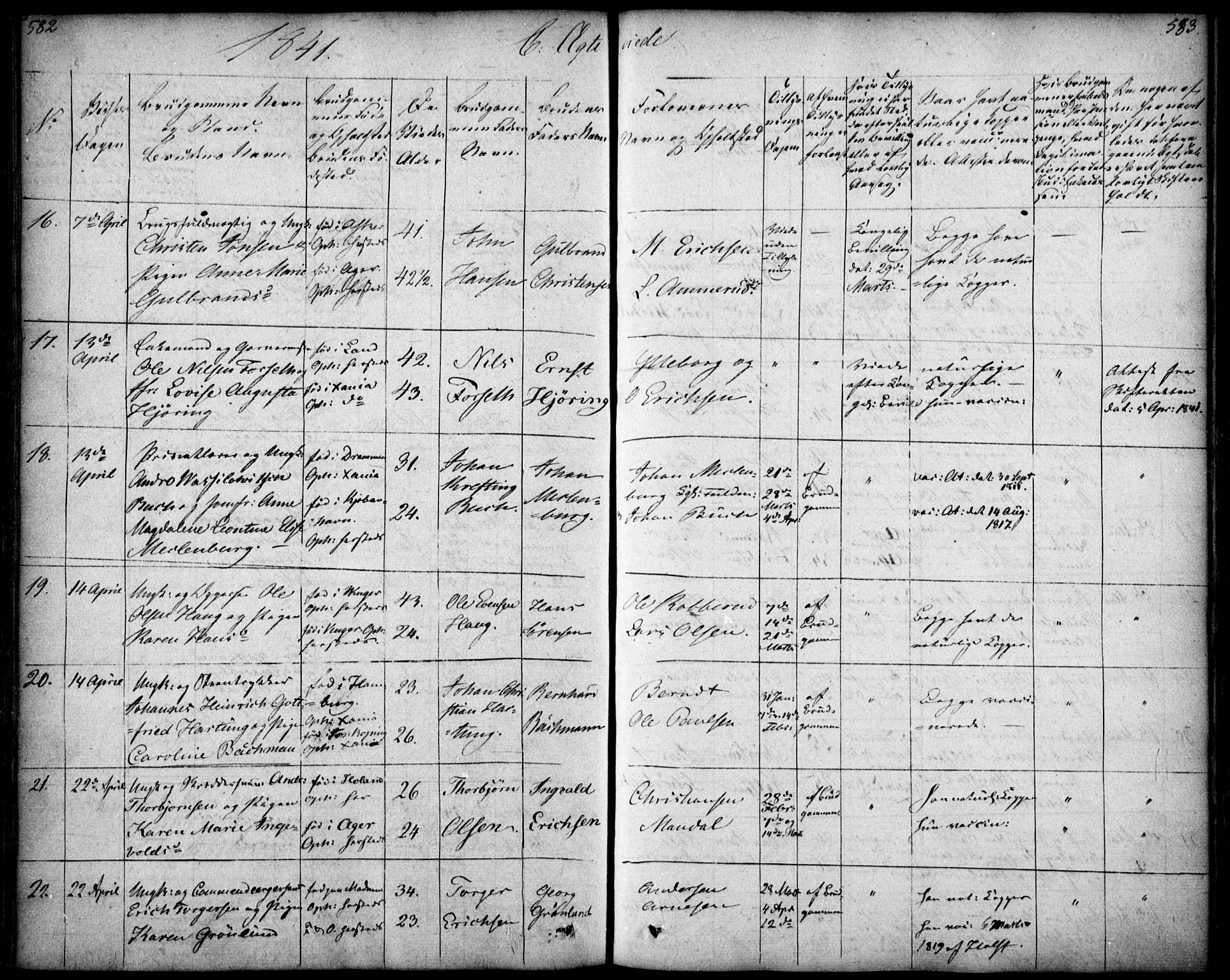 Oslo domkirke Kirkebøker, AV/SAO-A-10752/F/Fa/L0019: Parish register (official) no. 19, 1828-1847, p. 582-583