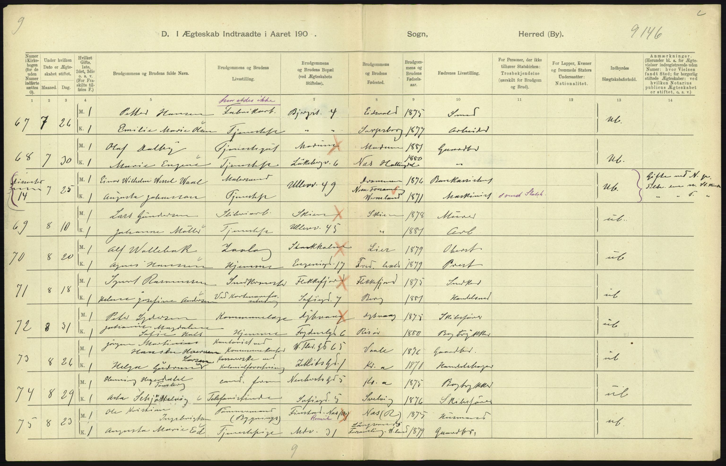 Statistisk sentralbyrå, Sosiodemografiske emner, Befolkning, AV/RA-S-2228/D/Df/Dfa/Dfaa/L0004: Kristiania: Gifte, døde, 1903, p. 657