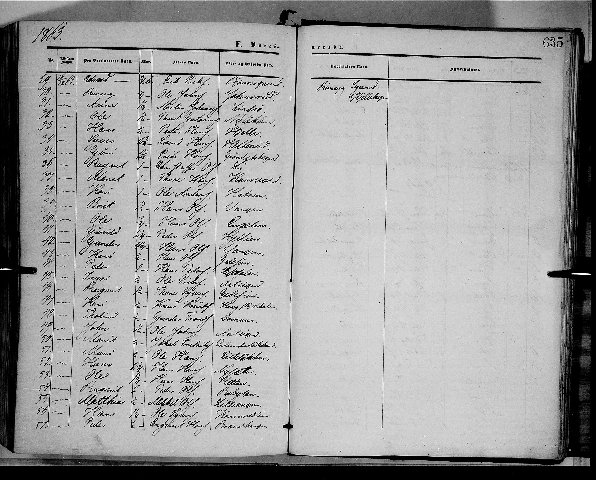 Dovre prestekontor, SAH/PREST-066/H/Ha/Haa/L0001: Parish register (official) no. 1, 1854-1878, p. 635