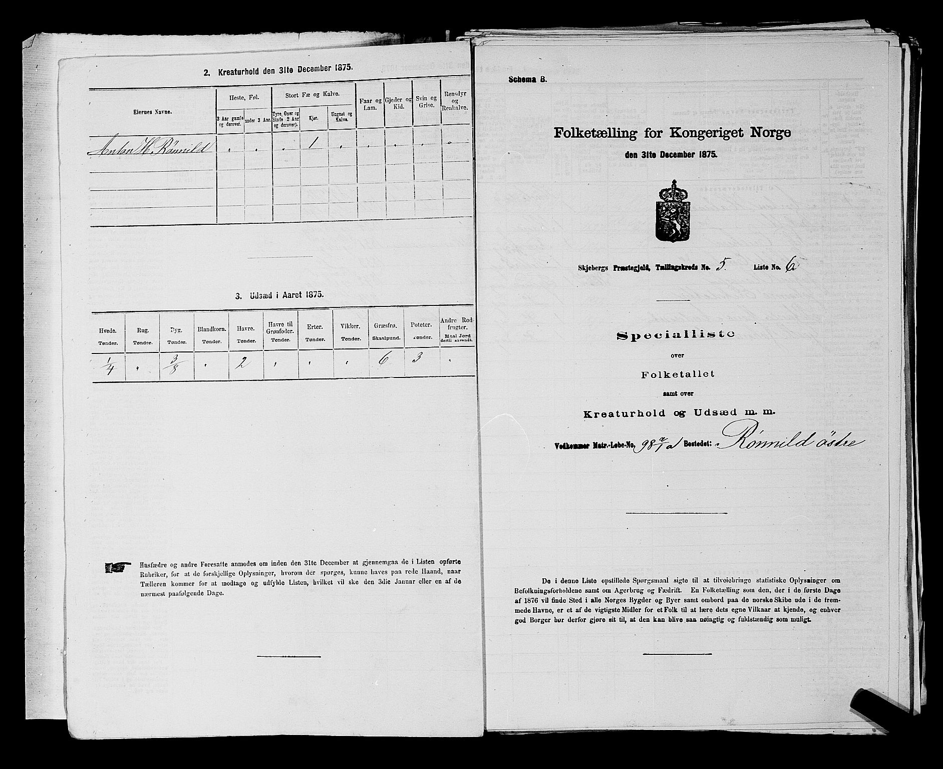 RA, 1875 census for 0115P Skjeberg, 1875, p. 851