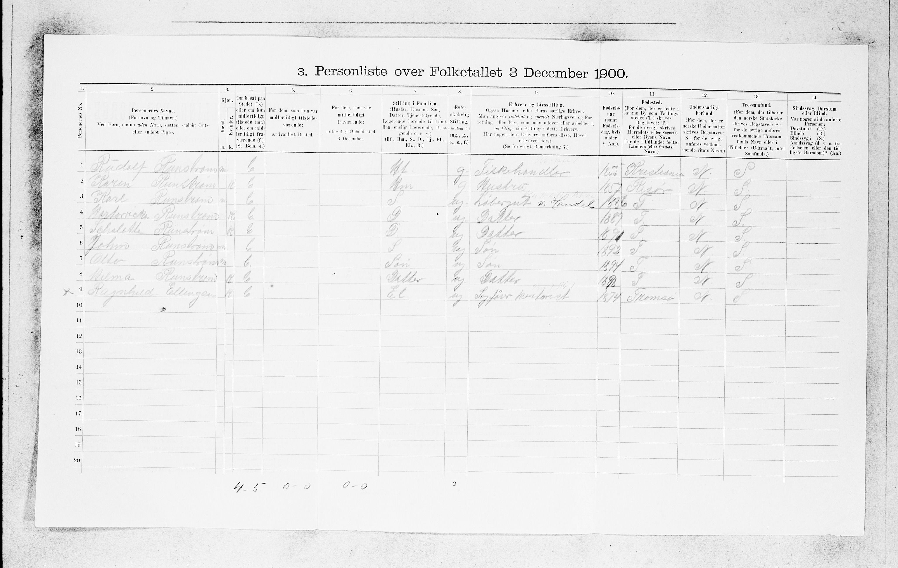 SAB, 1900 census for Bergen, 1900, p. 4101