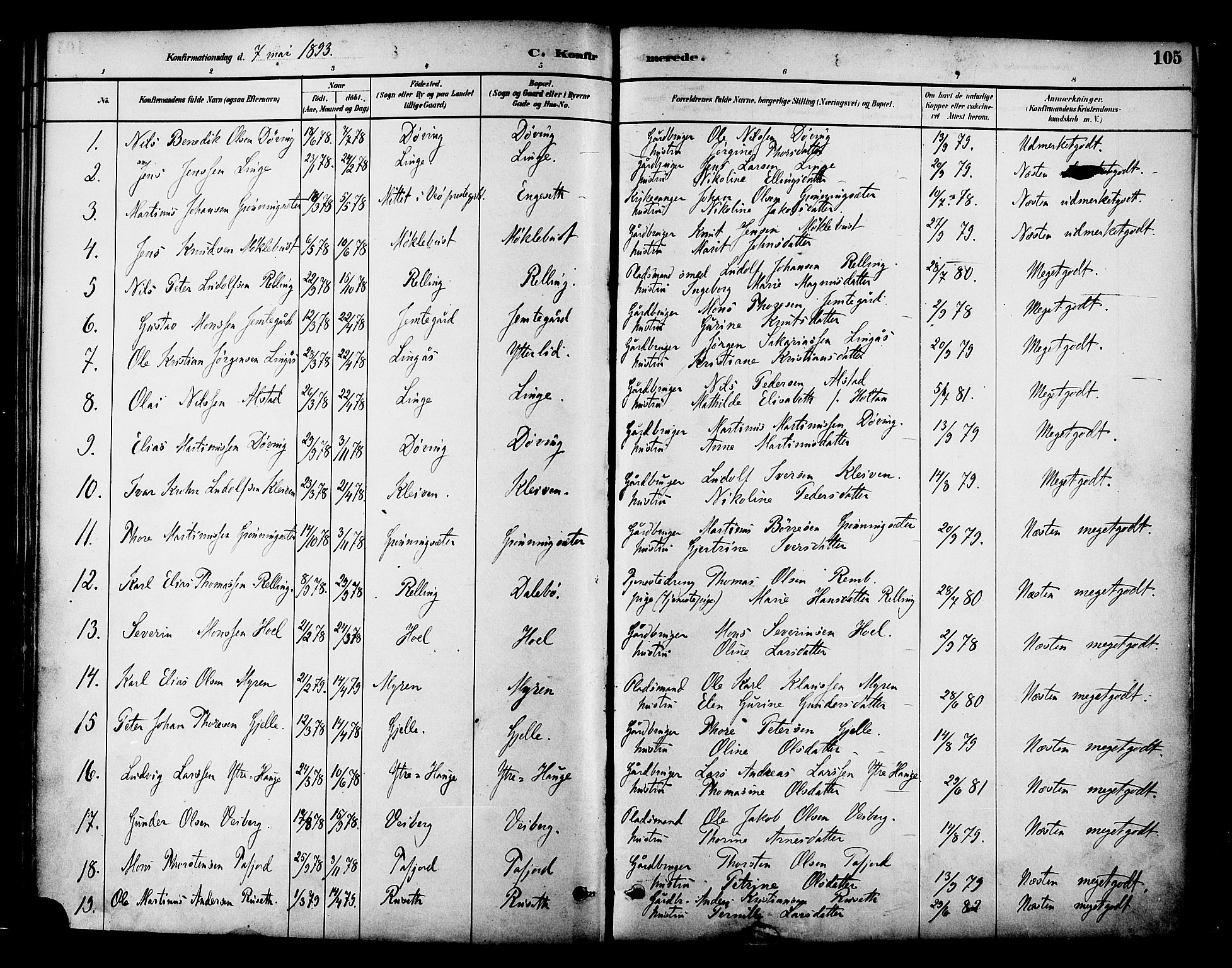 Ministerialprotokoller, klokkerbøker og fødselsregistre - Møre og Romsdal, AV/SAT-A-1454/519/L0255: Parish register (official) no. 519A14, 1884-1908, p. 105