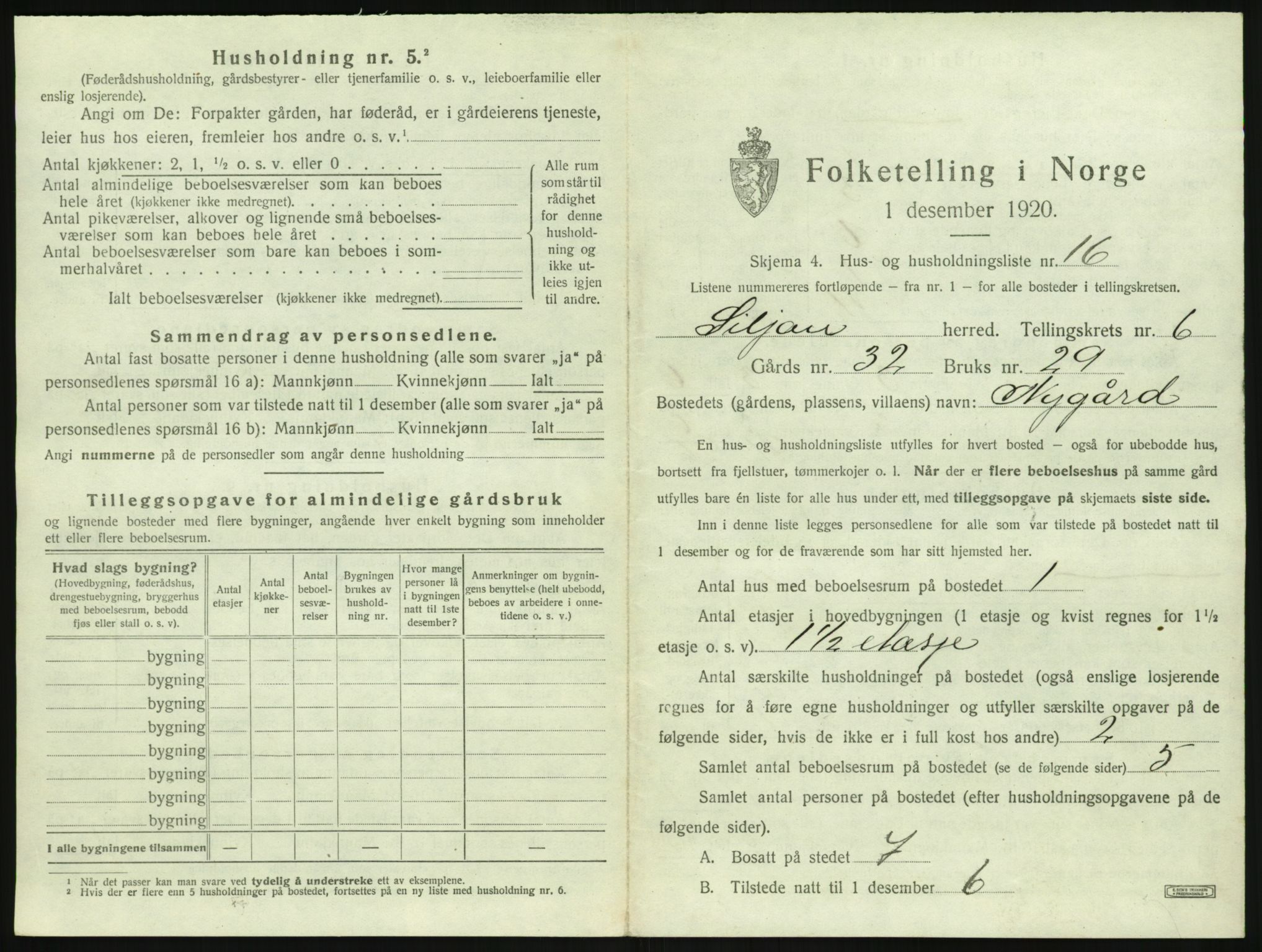 SAKO, 1920 census for Siljan, 1920, p. 423