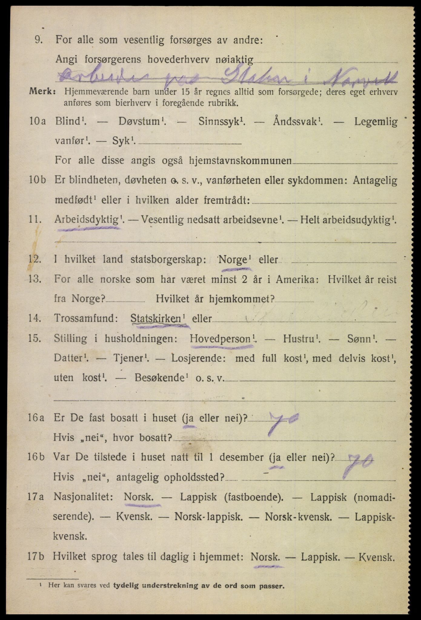 SAT, 1920 census for Ankenes, 1920, p. 4938