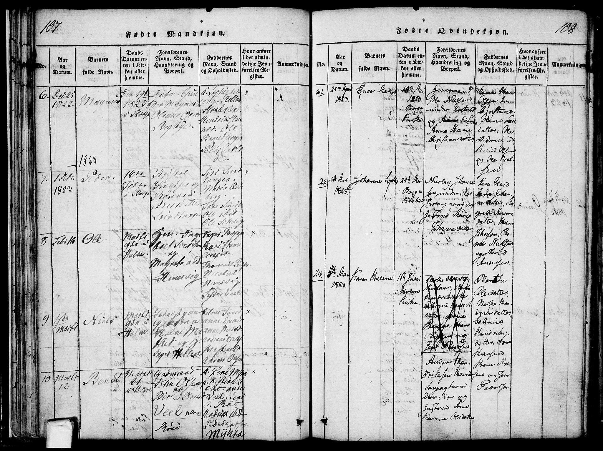 Borge prestekontor Kirkebøker, AV/SAO-A-10903/F/Fa/L0003: Parish register (official) no. I 3, 1815-1836, p. 107-108