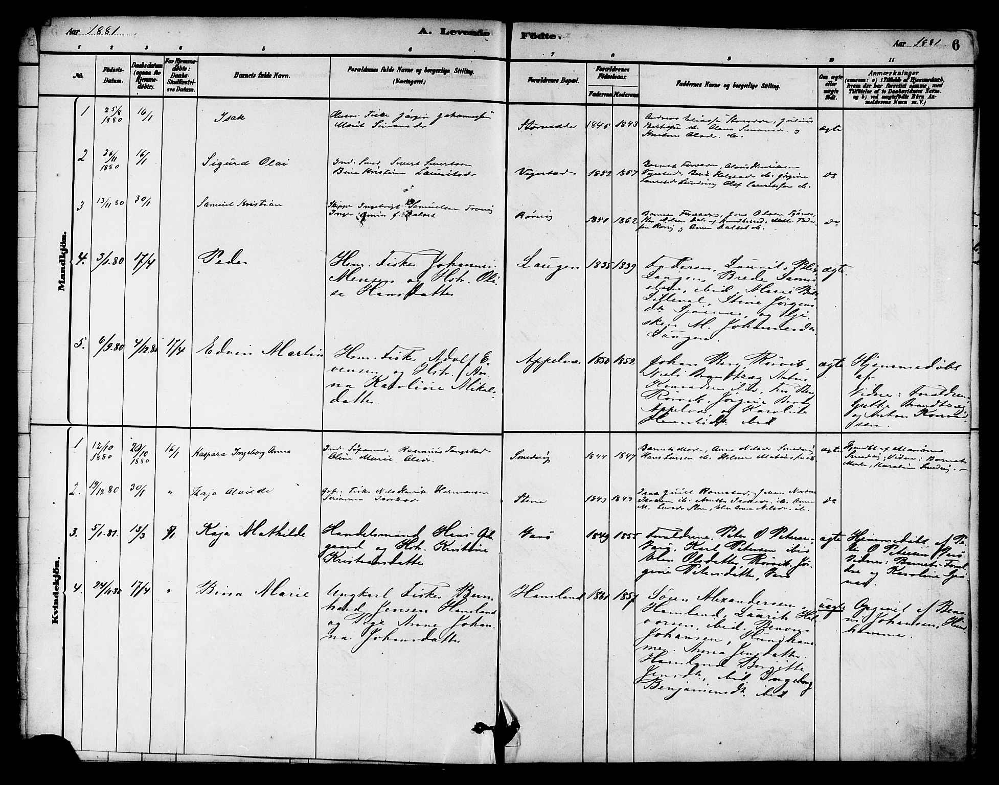 Ministerialprotokoller, klokkerbøker og fødselsregistre - Nord-Trøndelag, AV/SAT-A-1458/784/L0672: Parish register (official) no. 784A07, 1880-1887, p. 6