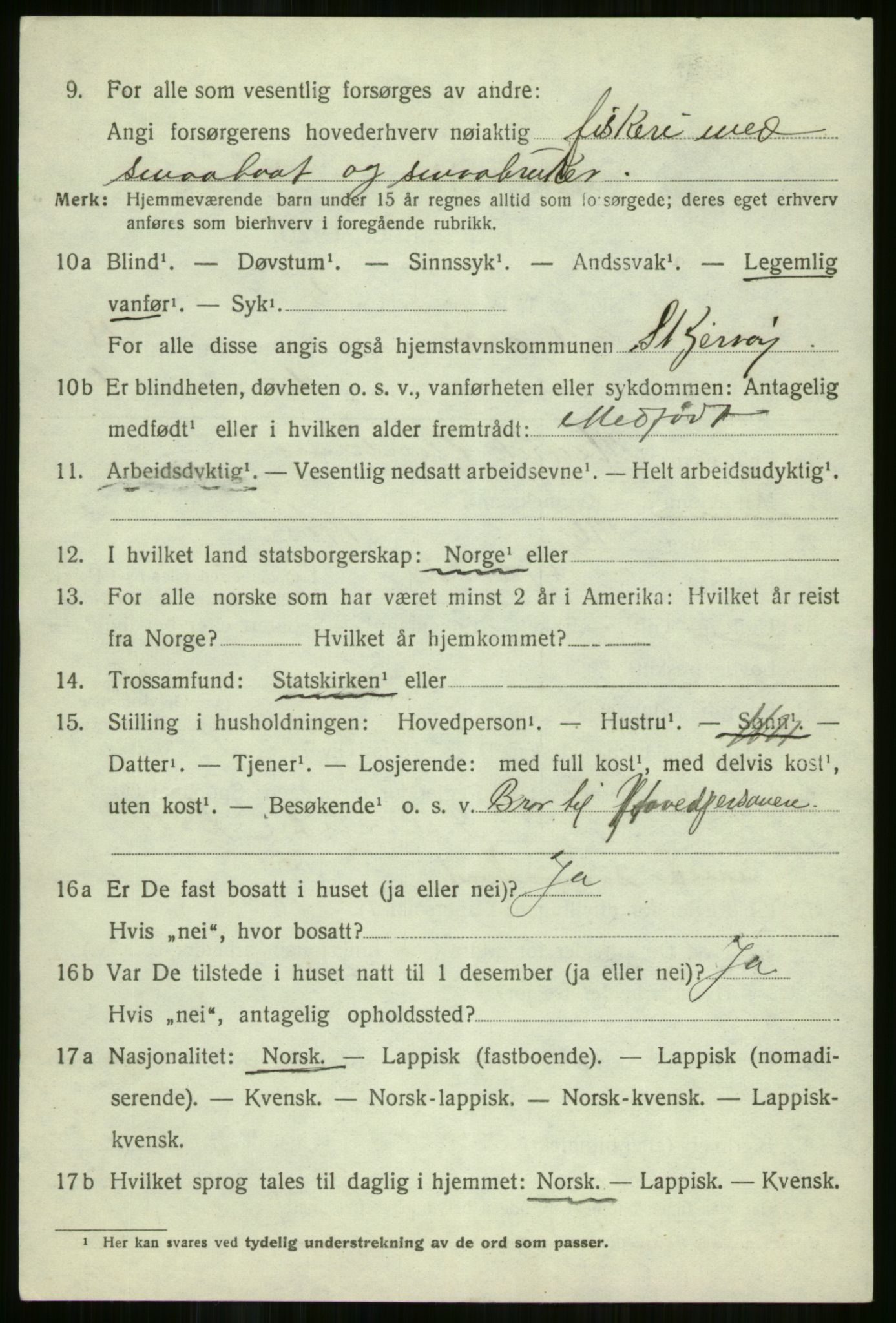SATØ, 1920 census for Skjervøy, 1920, p. 6806