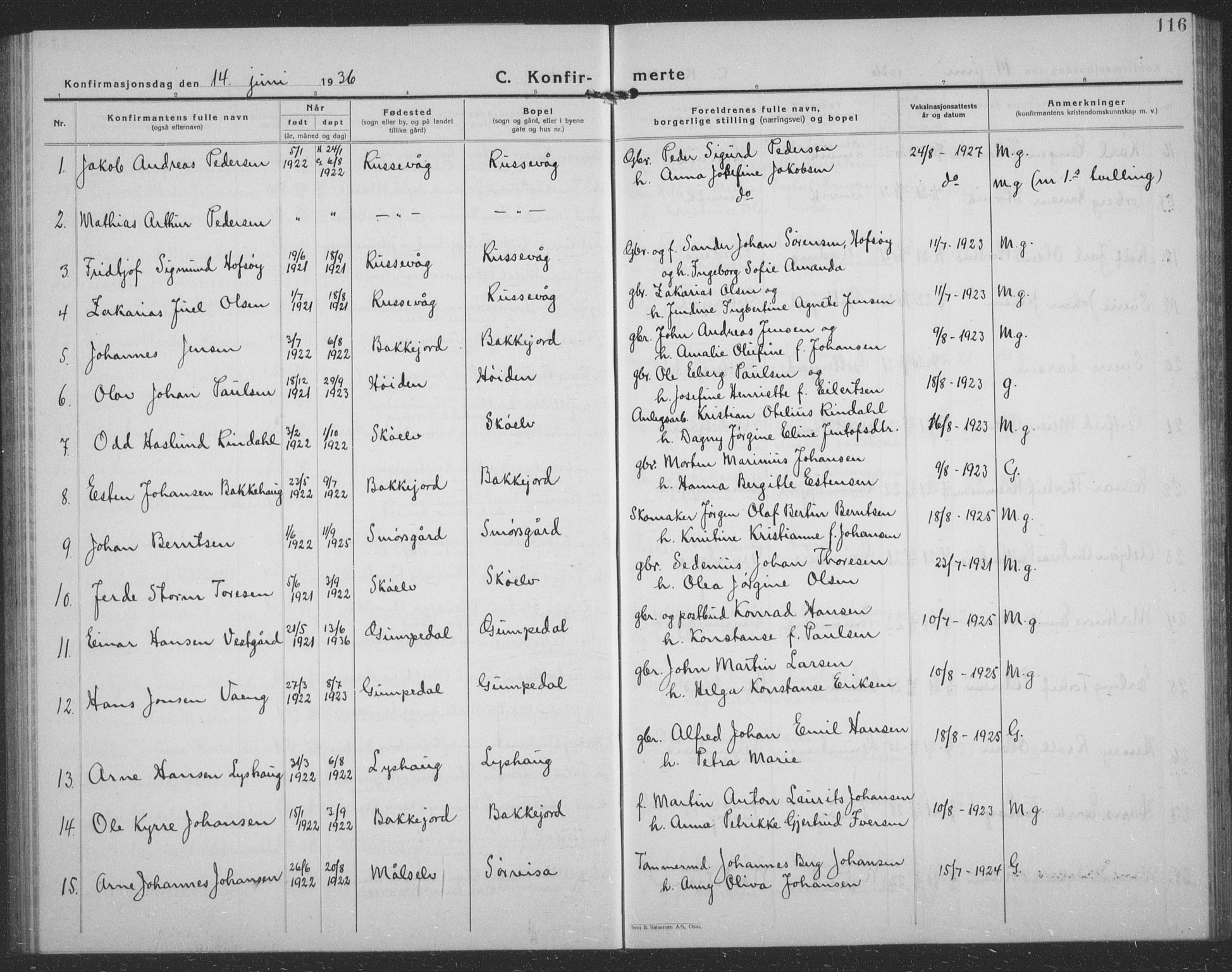 Tranøy sokneprestkontor, SATØ/S-1313/I/Ia/Iab/L0024klokker: Parish register (copy) no. 24, 1929-1943, p. 116