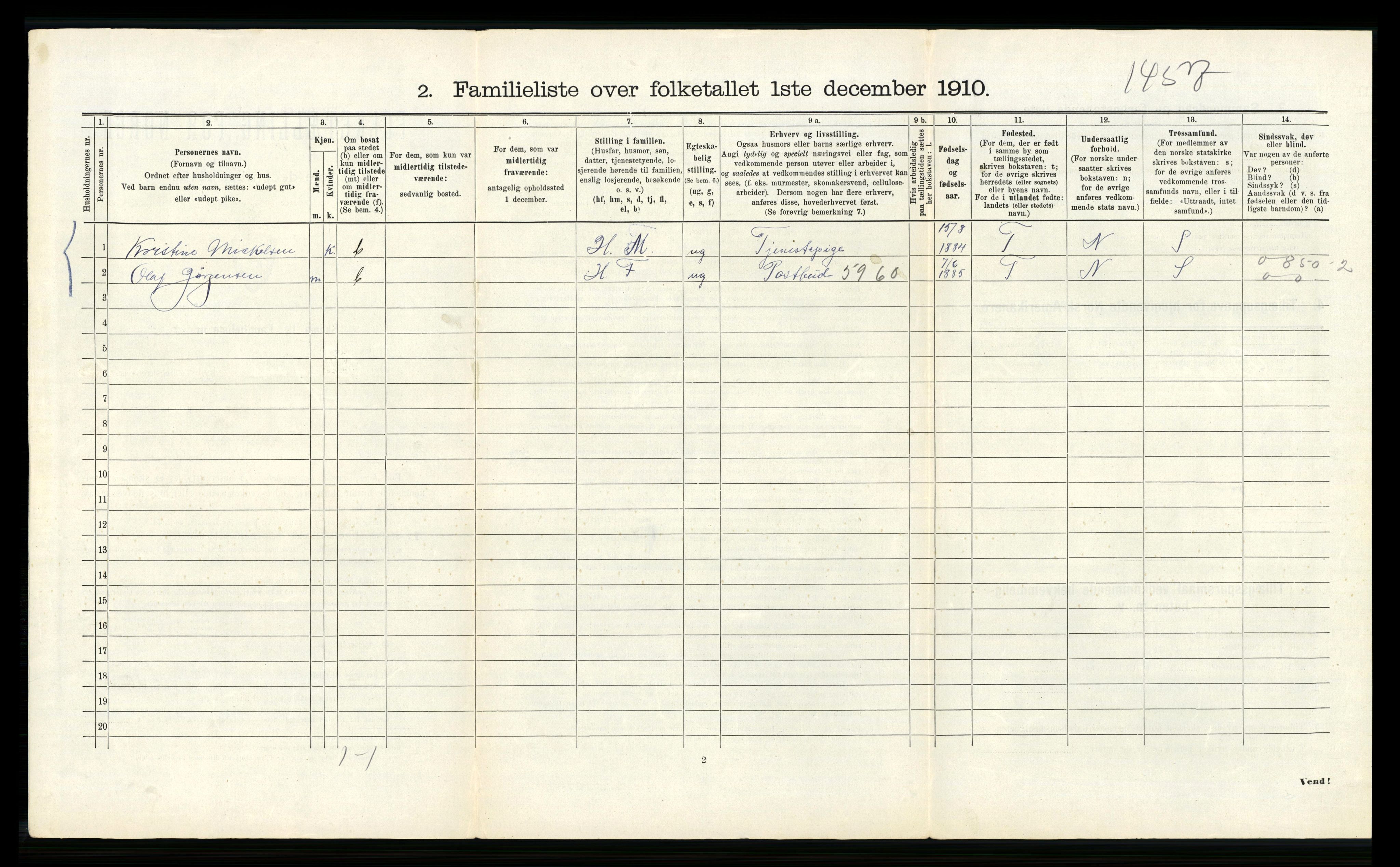 RA, 1910 census for Bergen, 1910, p. 45084