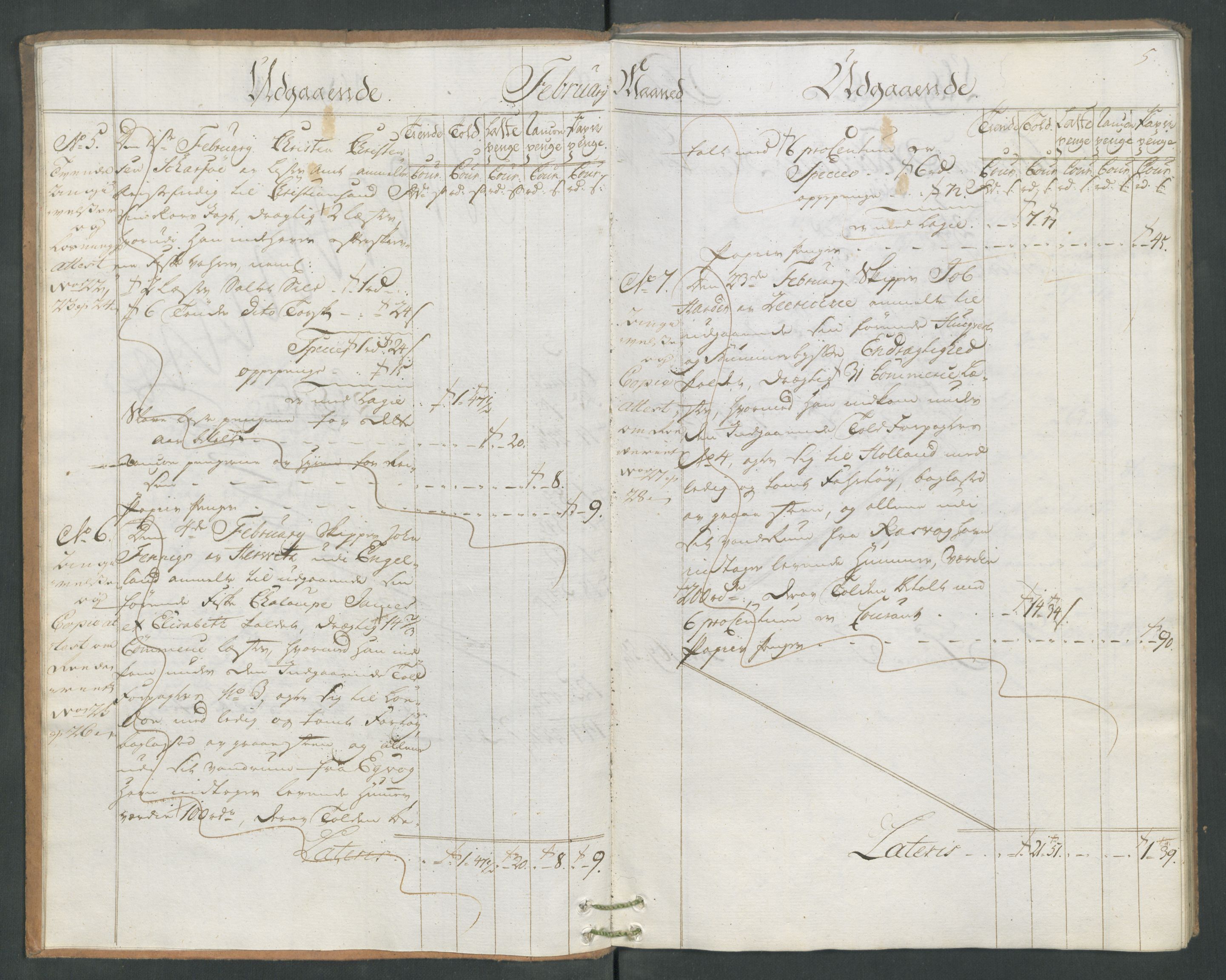 Generaltollkammeret, tollregnskaper, AV/RA-EA-5490/R19/L0019/0005: Tollregnskaper Flekkefjord / Utgående hovedtollbok, 1760