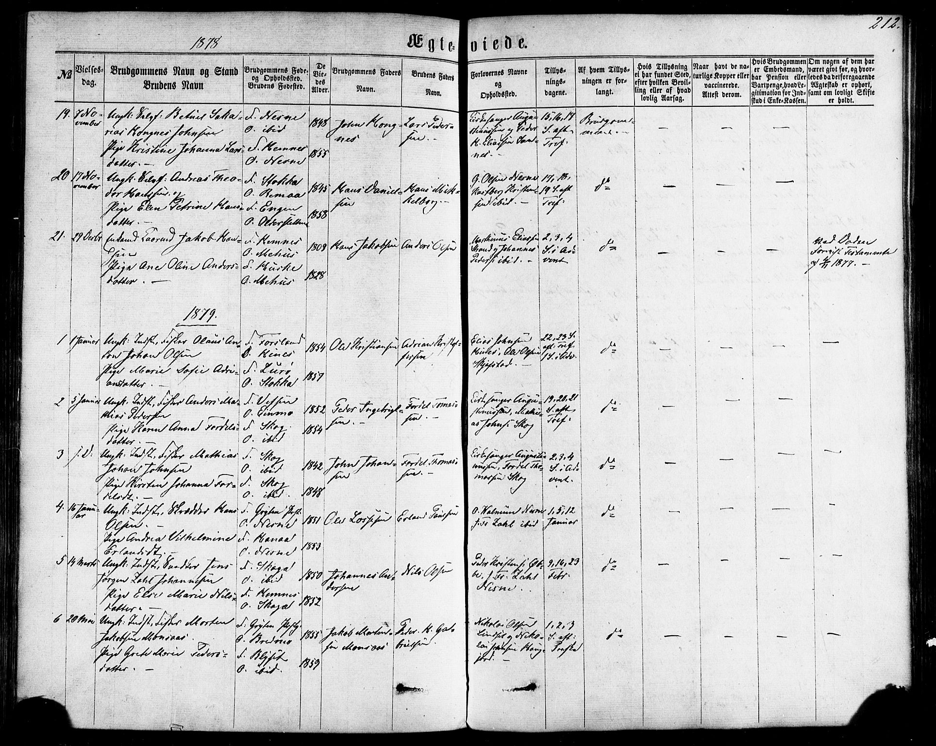 Ministerialprotokoller, klokkerbøker og fødselsregistre - Nordland, AV/SAT-A-1459/838/L0551: Parish register (official) no. 838A09, 1864-1880, p. 212