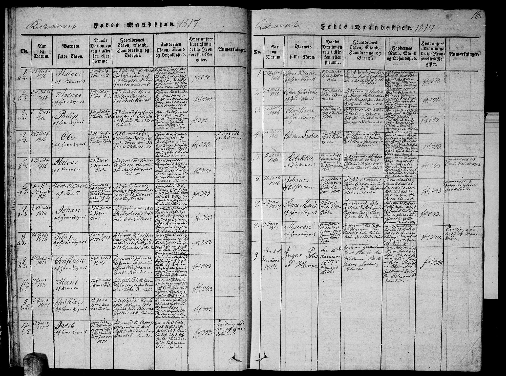 Høland prestekontor Kirkebøker, SAO/A-10346a/G/Ga/L0001: Parish register (copy) no. I 1, 1814-1827, p. 16