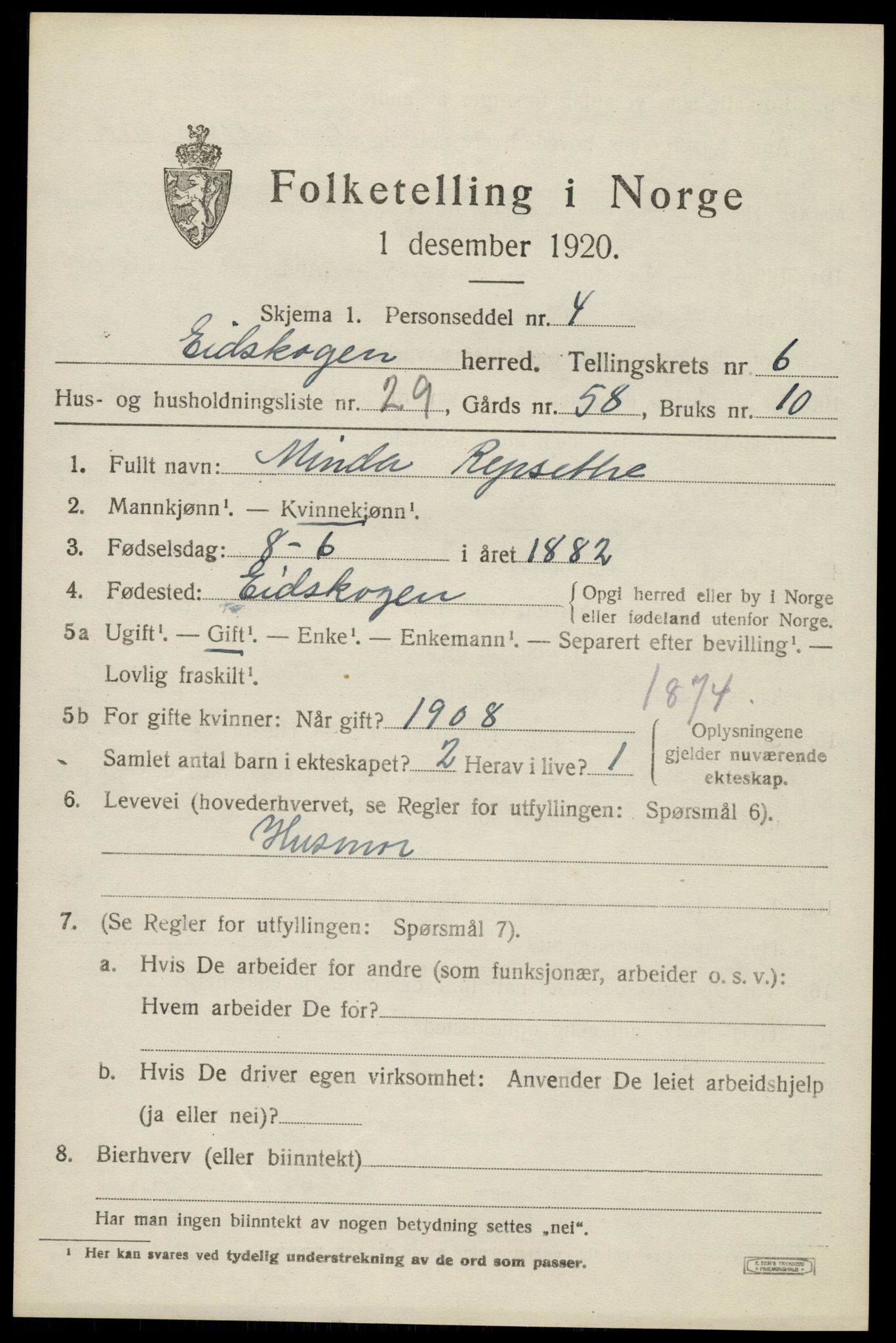 SAH, 1920 census for Eidskog, 1920, p. 6715