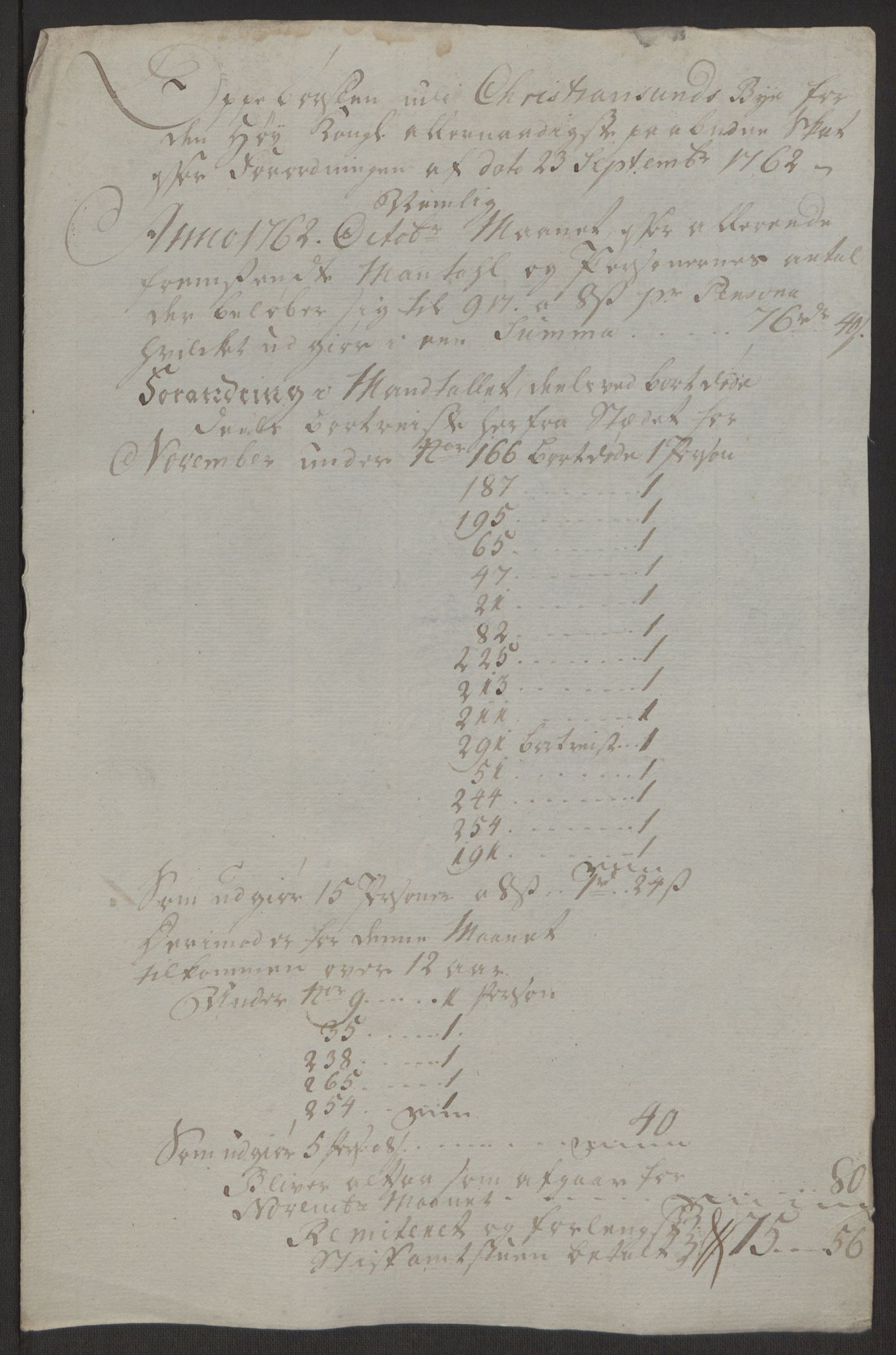 Rentekammeret inntil 1814, Reviderte regnskaper, Byregnskaper, AV/RA-EA-4066/R/Rr/L0495/0004: [R1] Kontribusjonsregnskap / Ekstraskatt, 1762-1772, p. 27