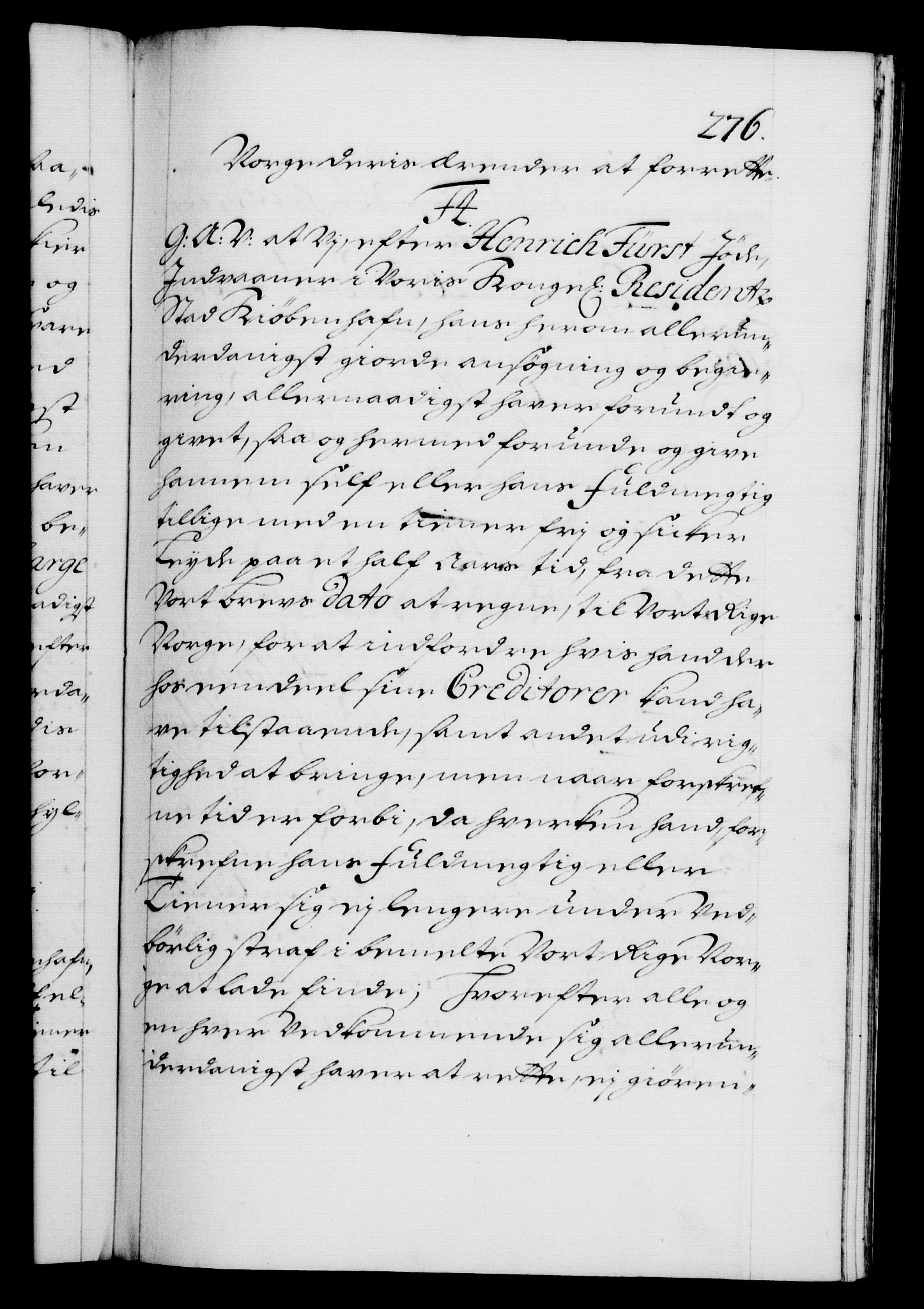 Danske Kanselli 1572-1799, AV/RA-EA-3023/F/Fc/Fca/Fcaa/L0018: Norske registre, 1699-1703, p. 276a