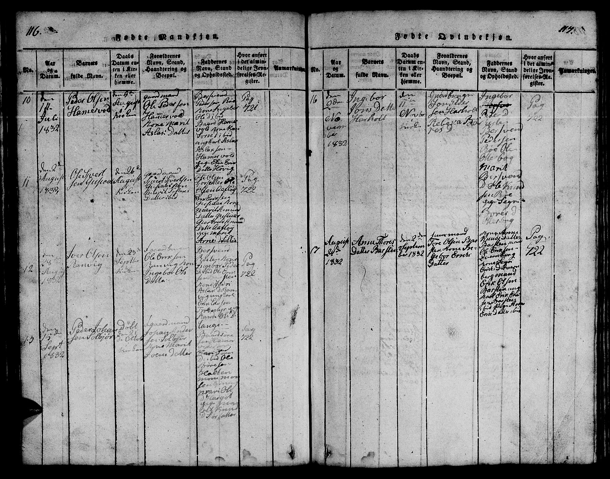 Ministerialprotokoller, klokkerbøker og fødselsregistre - Møre og Romsdal, SAT/A-1454/551/L0629: Parish register (copy) no. 551C01, 1818-1839, p. 116-117