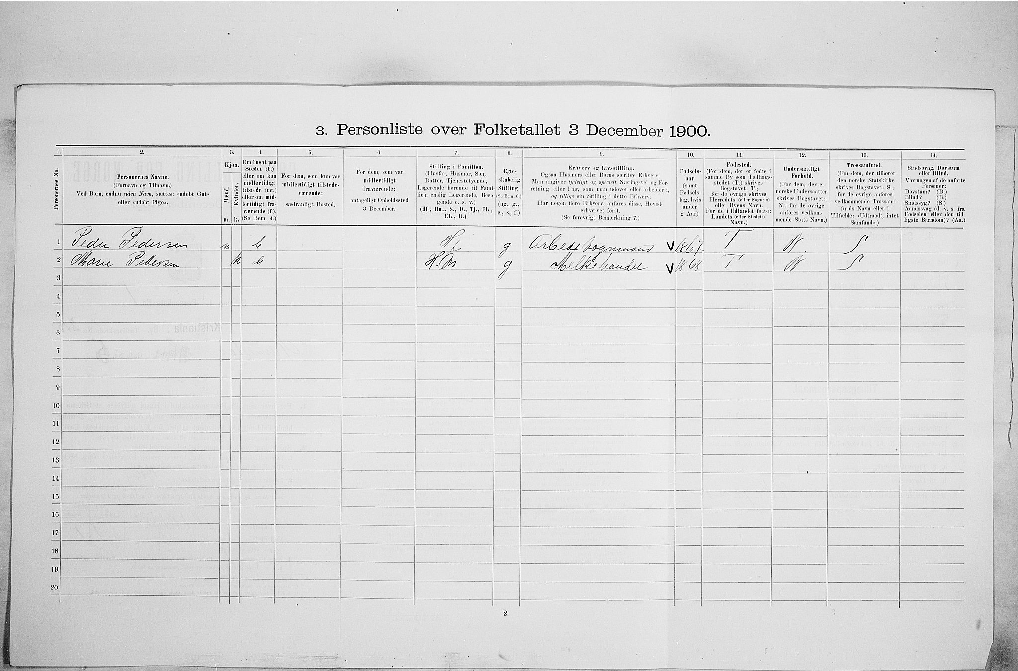 SAO, 1900 census for Kristiania, 1900, p. 62530